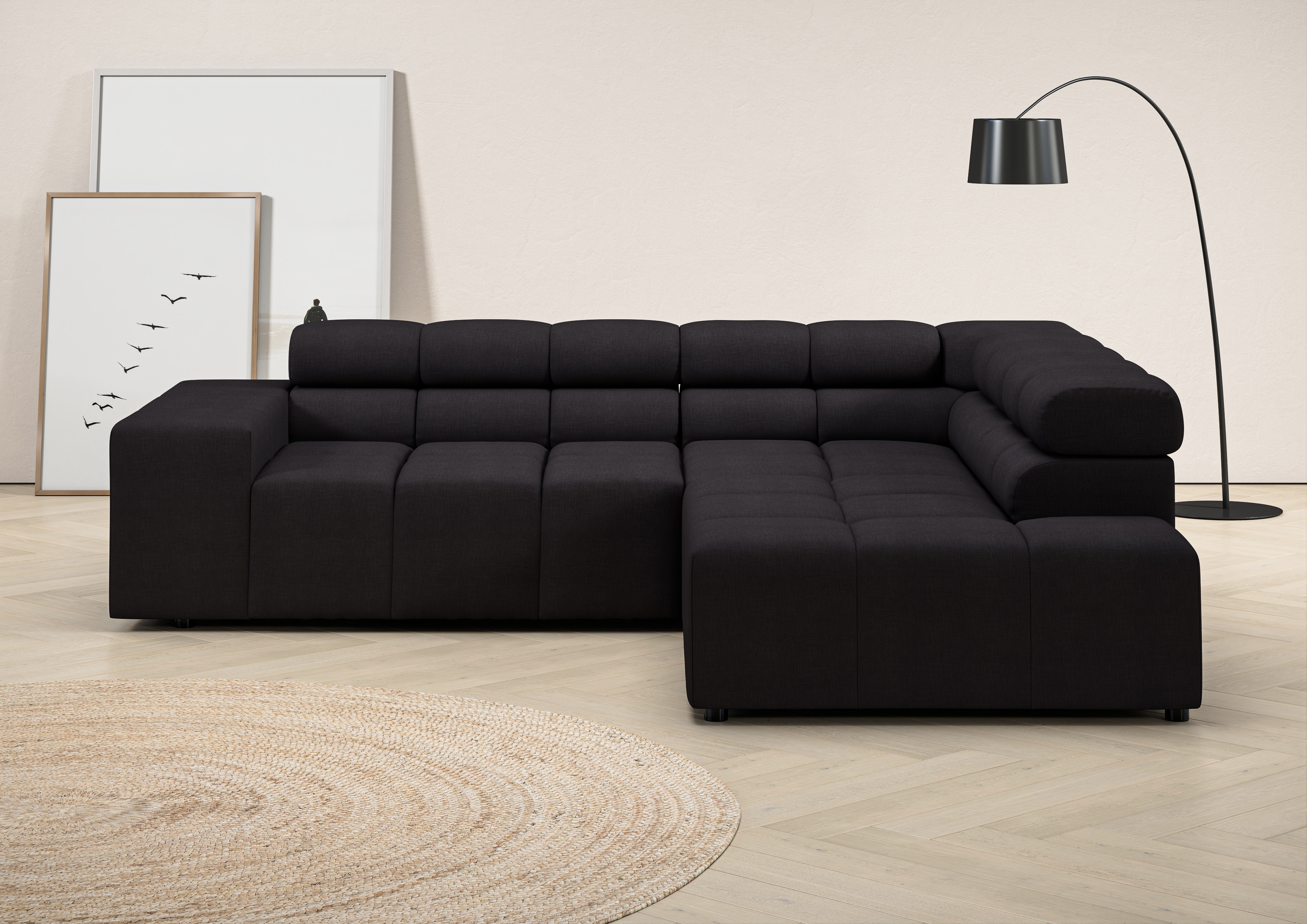Home affaire Ecksofa "Ancona, Ecksofa, incl. Kopfteilverstellung, Breite 249 cm, L-Form" wahlweise motorische Sitztiefenverstellung, B/T(H: 249/215/70 cm