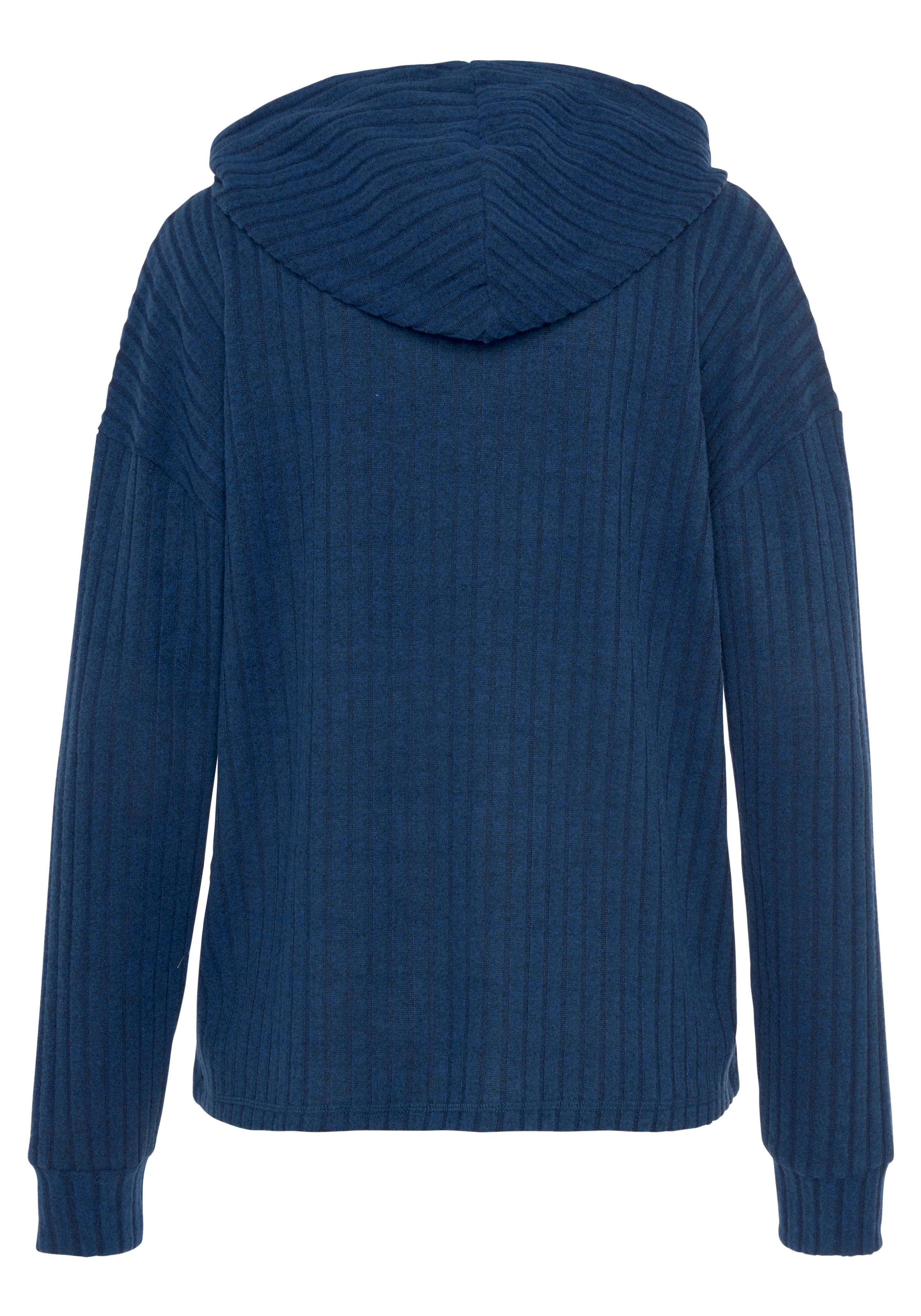 LASCANA Hoodie »/Strickpullover mit Kapuze«, mit Bindeband und in melierter Optik, Loungewear