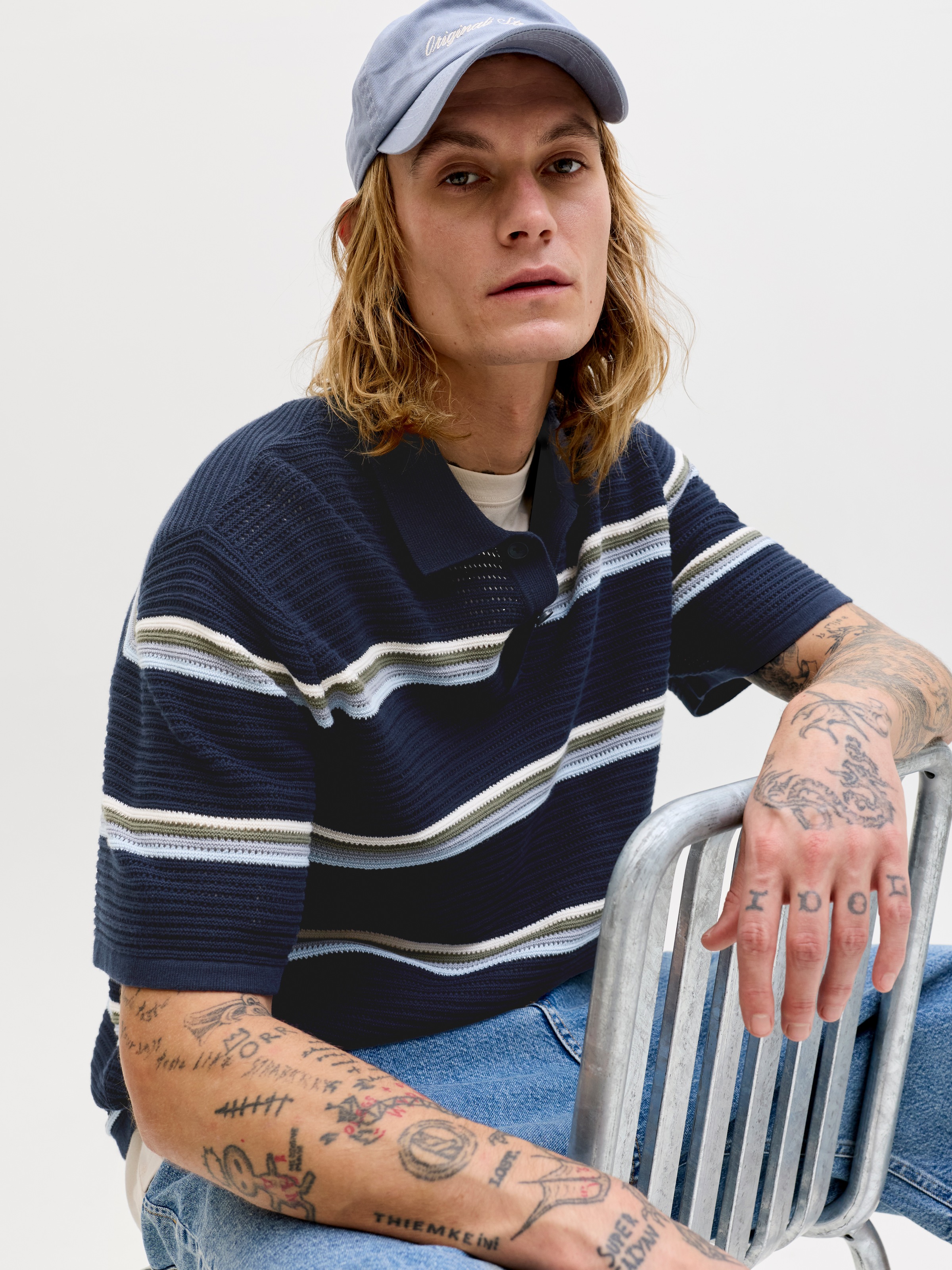 Jack & Jones Polokragenpullover "JORMAINE KNIT STRIPE POLO SN" Baumwolle, r günstig online kaufen