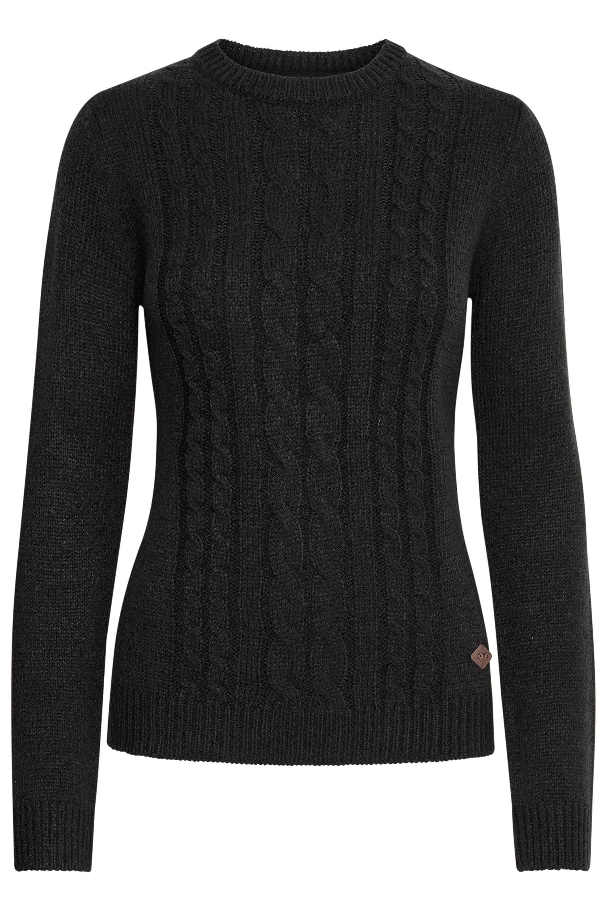 Strickfleece-Pullover OXMO "Strickpullover OXCARRYONE", Damen, Gr. M, schwarz, Obermaterial: 100% Polyacryl PAN., Pullover
