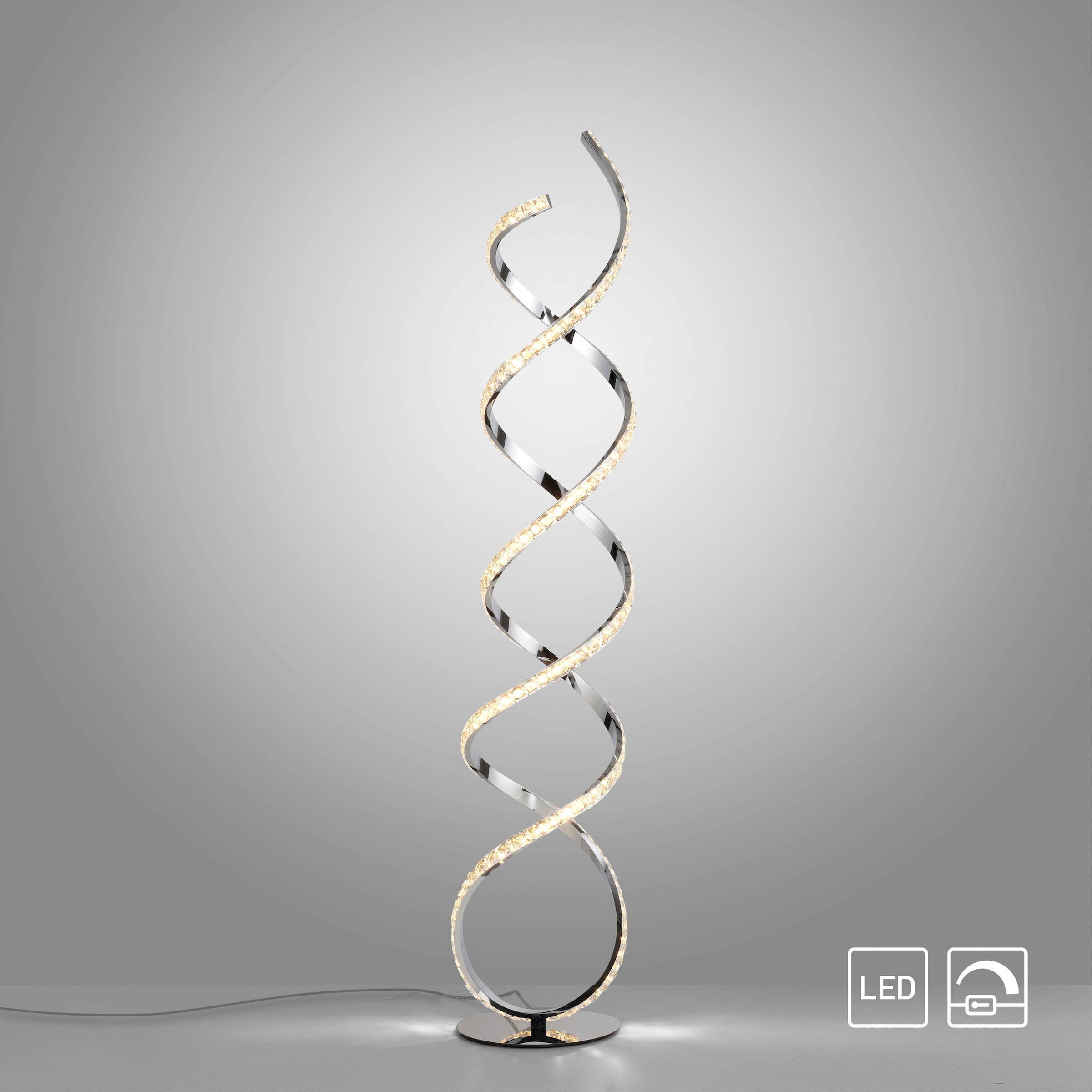 PAUL NEUHAUS Stehlampe "KIRIBI", 1, Ø 25cm H: 140cm, 1 Stk., grau, Wohnzimmer, Leuchten