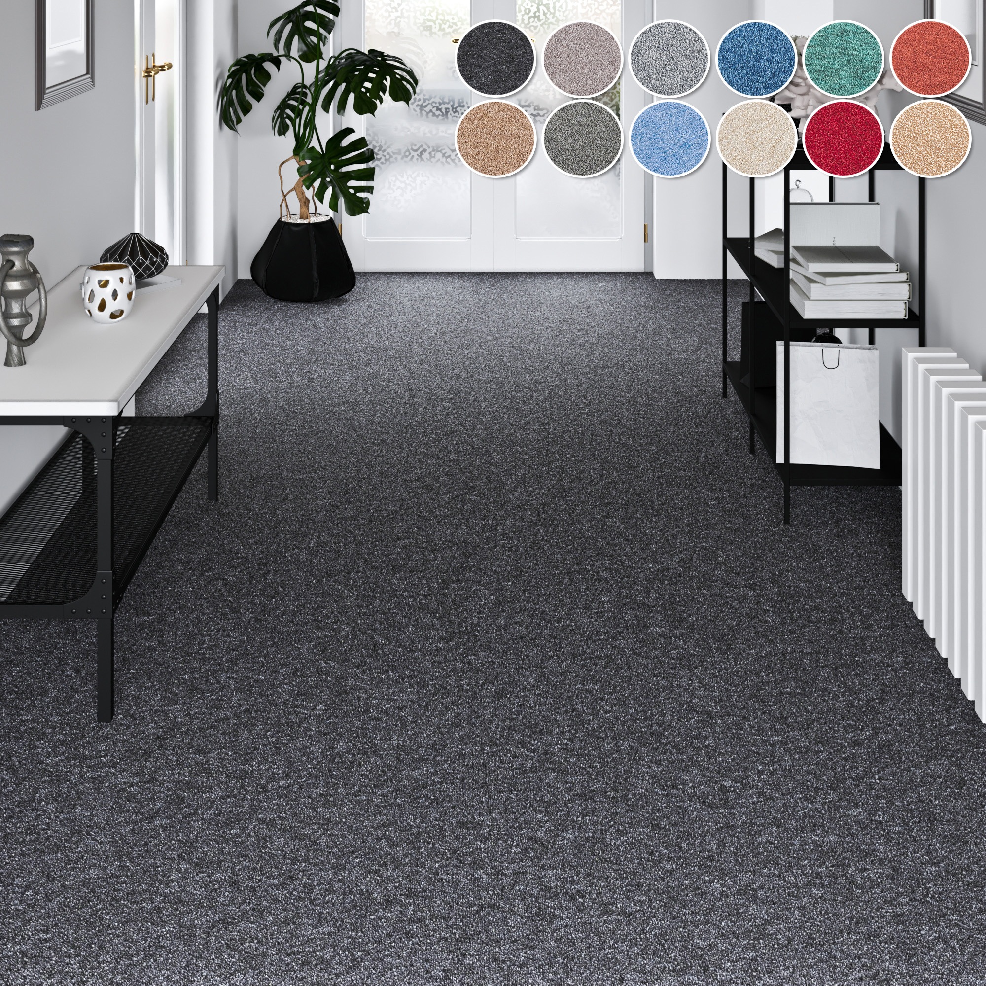 Teppichboden MY HOME, B:400cm H:5mm L:700cm, grau, Kunstfaser, Schlafzimmer, Teppiche, "Fortis, Schlinge, Made in Netherlands", meliert, Breite 400