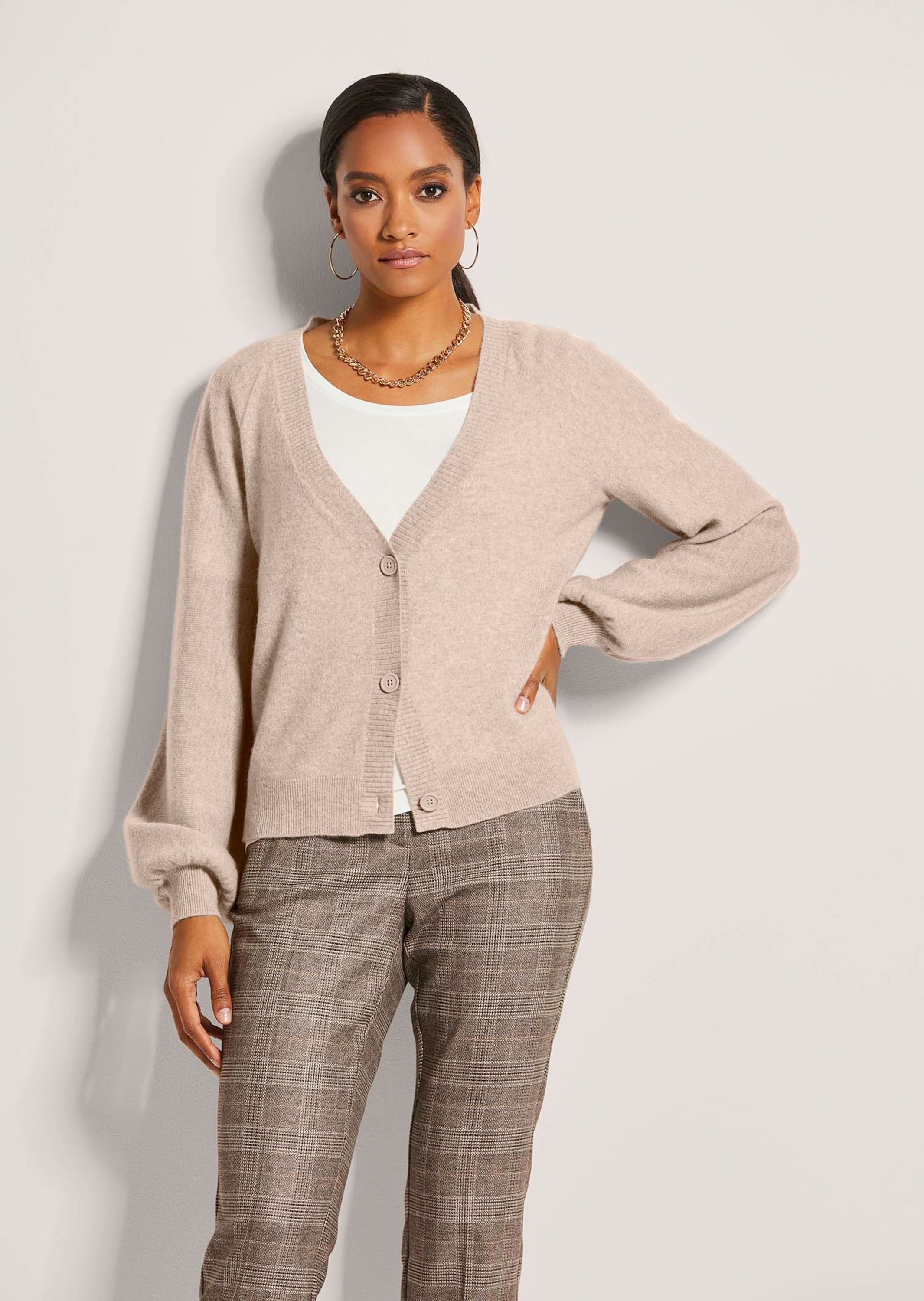 MADELEINE Strickjacke »Strickjacke Kaschmir-Cardigan mit Ballonärmeln«