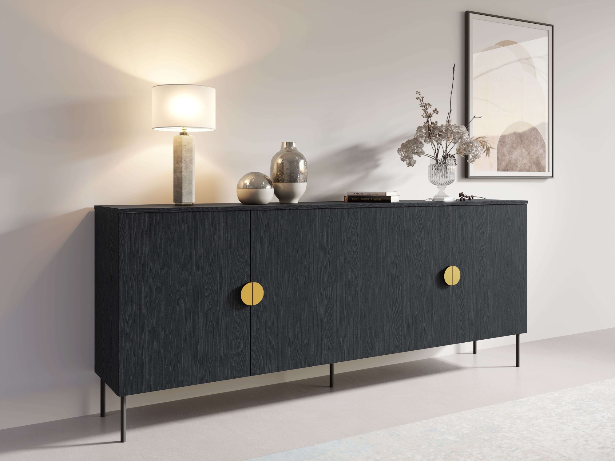 Home affaire Kommode "BELLOT Sideboard mit 4 Fächer, 4 Türen, B/T/H: 213/40 günstig online kaufen