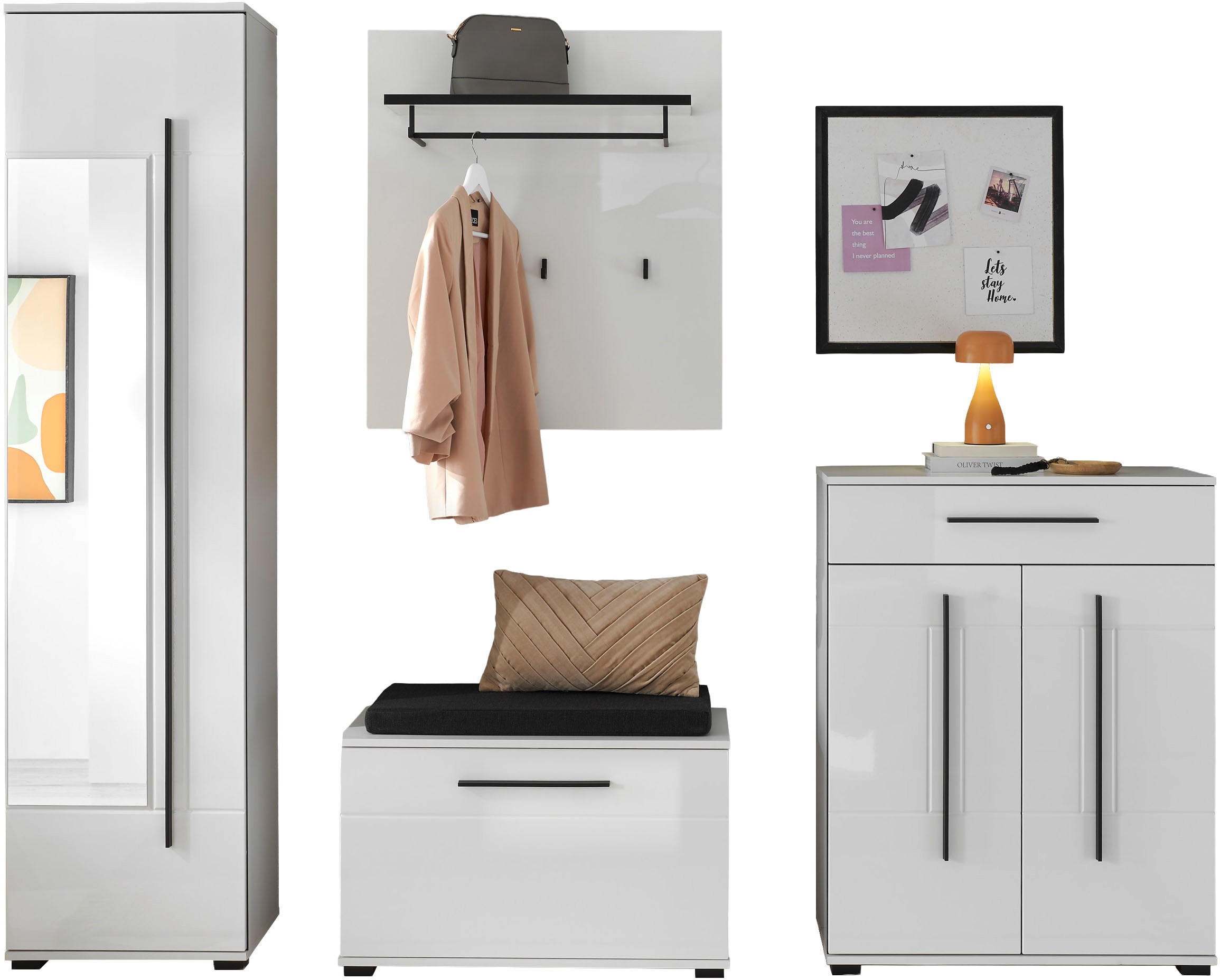 Home affaire Garderoben-Set »Cantara, moderne Garderobe, Komplettset mit viel Stauraum« Komplett-Set, 4 Stk. tlg.