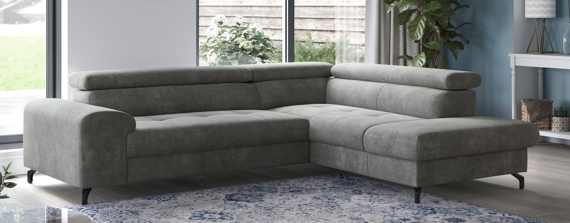 COTTA Ecksofa "Aura L-Form, B: 260 cm, inkl. Schlaffunktion, 3 verstellbare" Kopfteile, extra Bettkasten, Fußhöhe 12cm, Liegefläche 176x123cm