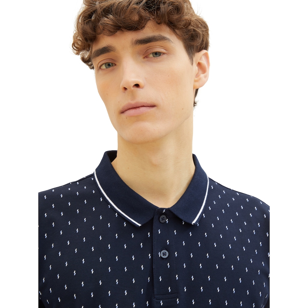 TOM TAILOR Denim Poloshirt, mit Minimal-Print und aus reiner Baumwolle