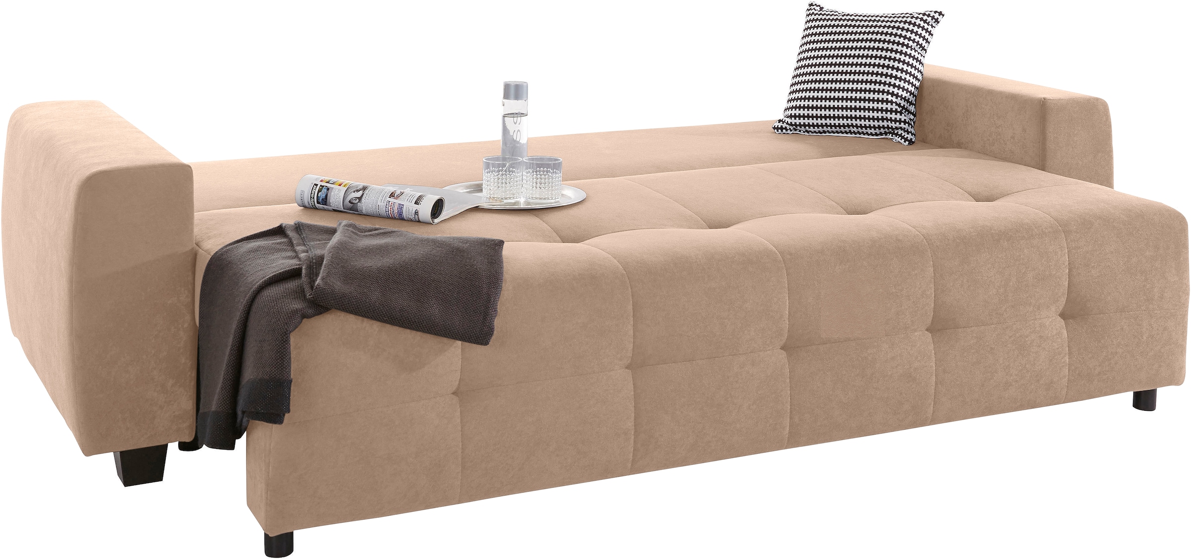 COLLECTION AB Schlafsofa »Bella«, mit Bettfunktion und Bettkasten, inkl. loser Rücken- und Zierkissen