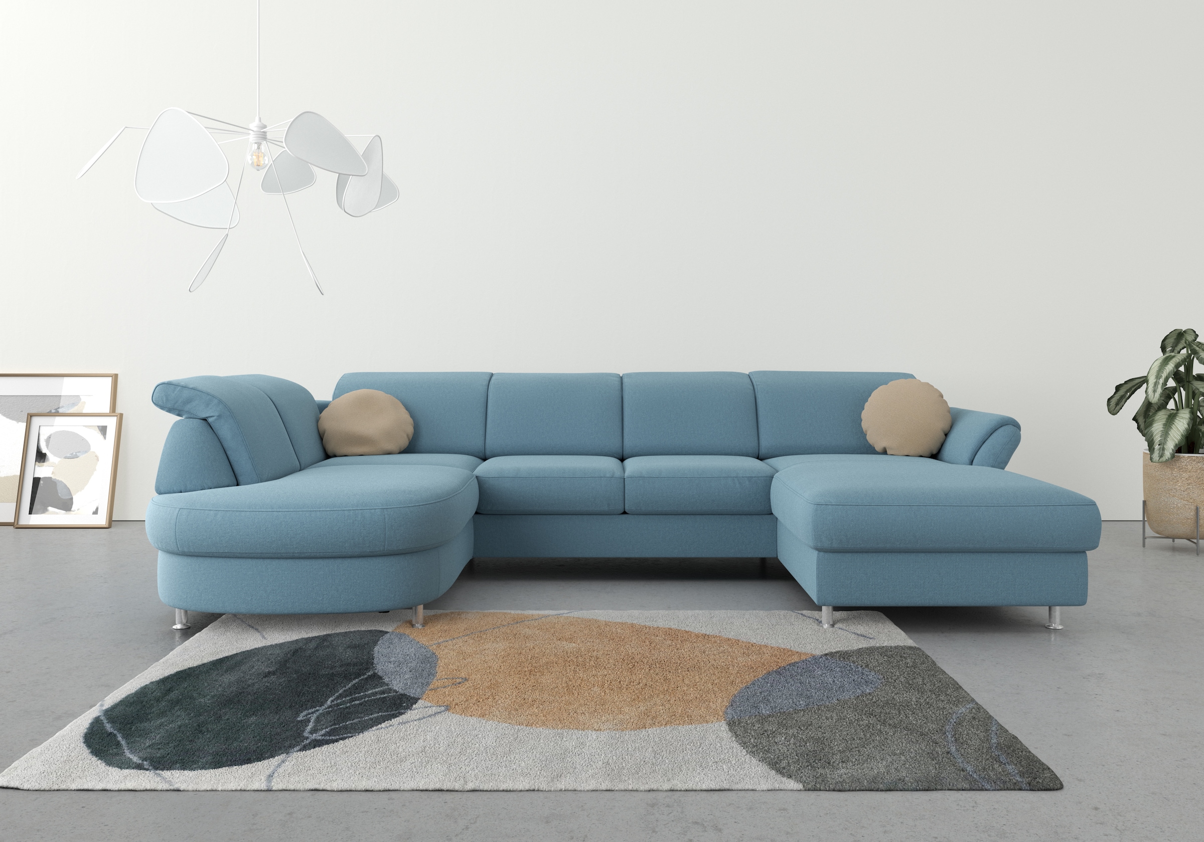 sit&more Wohnlandschaft "Apulia U-Form" wahlweise Schlaffunktion, Bettkasten und Kopf- und Armteilverstellung
