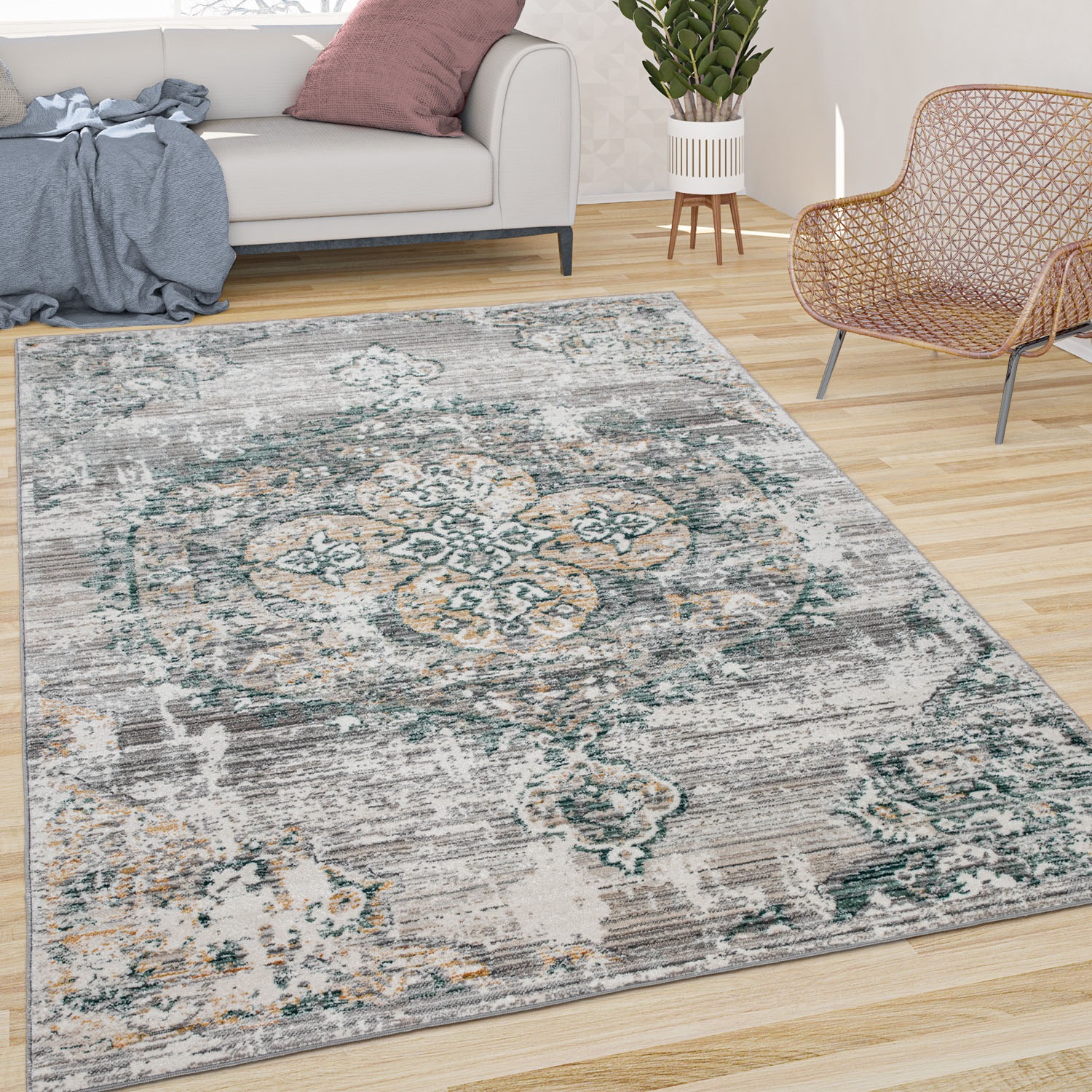Paco Home Teppich »Herbete 733«, rechteckig, 8 mm Höhe, Kurzflor, Orient-Optik, Vintage Design