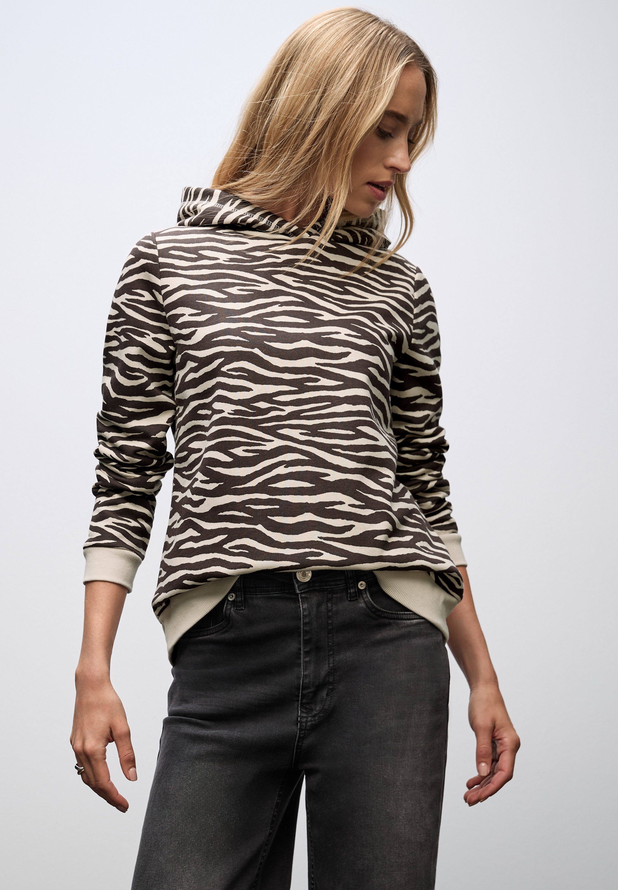 STREET ONE Hoodie, mit Zebramuster günstig online kaufen