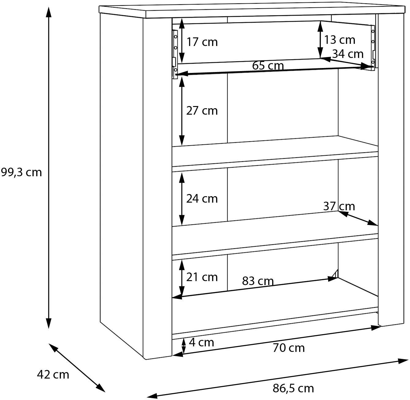 FORTE Schuhkommode »Bohol Schuhschrank, Soft Close, 12 Paar Schuhe« B/H/T 86,4/99,3/42 cm,