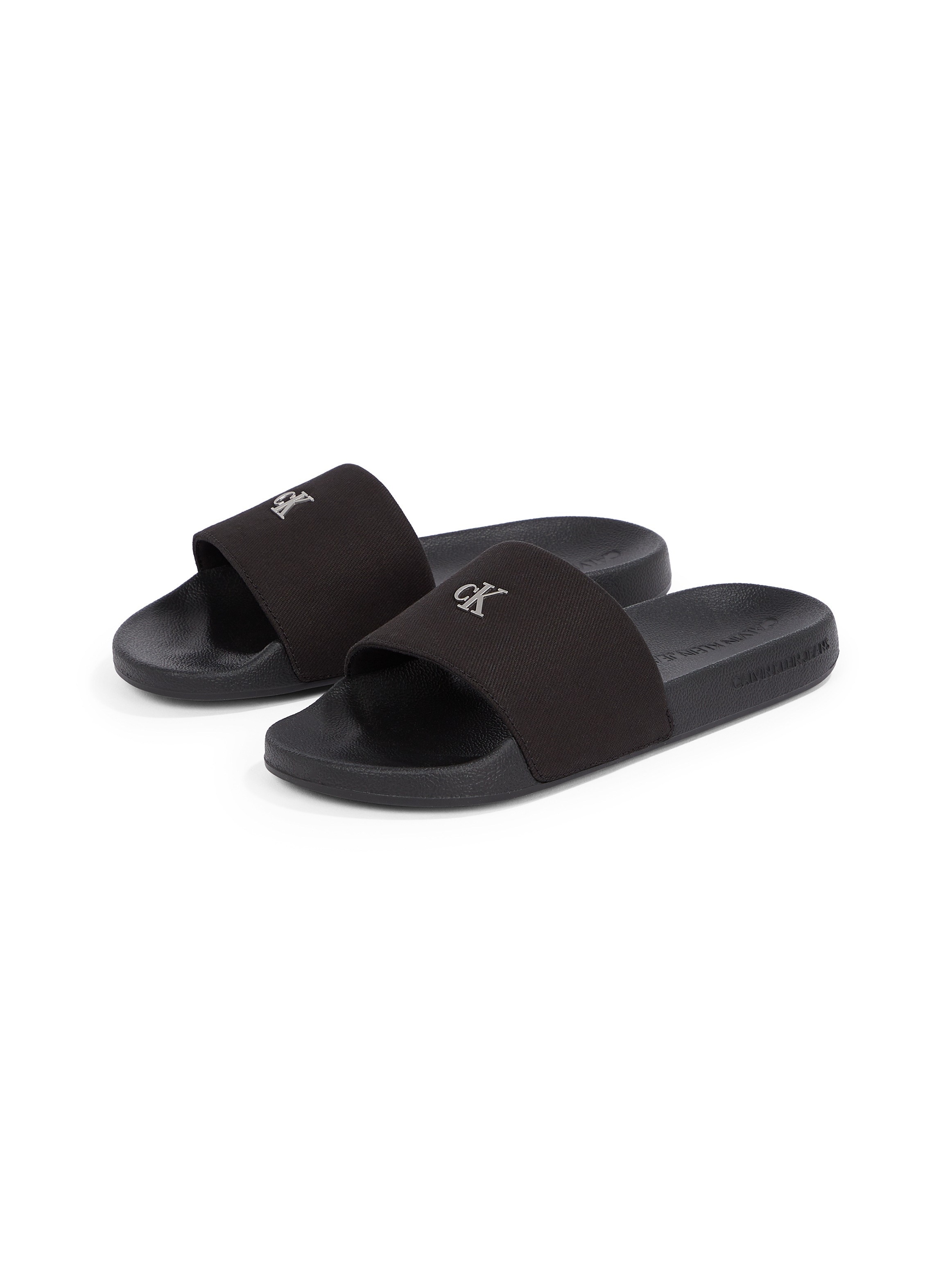 Calvin Klein Jeans Pantolette »SLIDE MONOGRAM HARDWARE«, Poolslides, Schlappen, Sommerschuh, Strandschuh zum Schlupfen