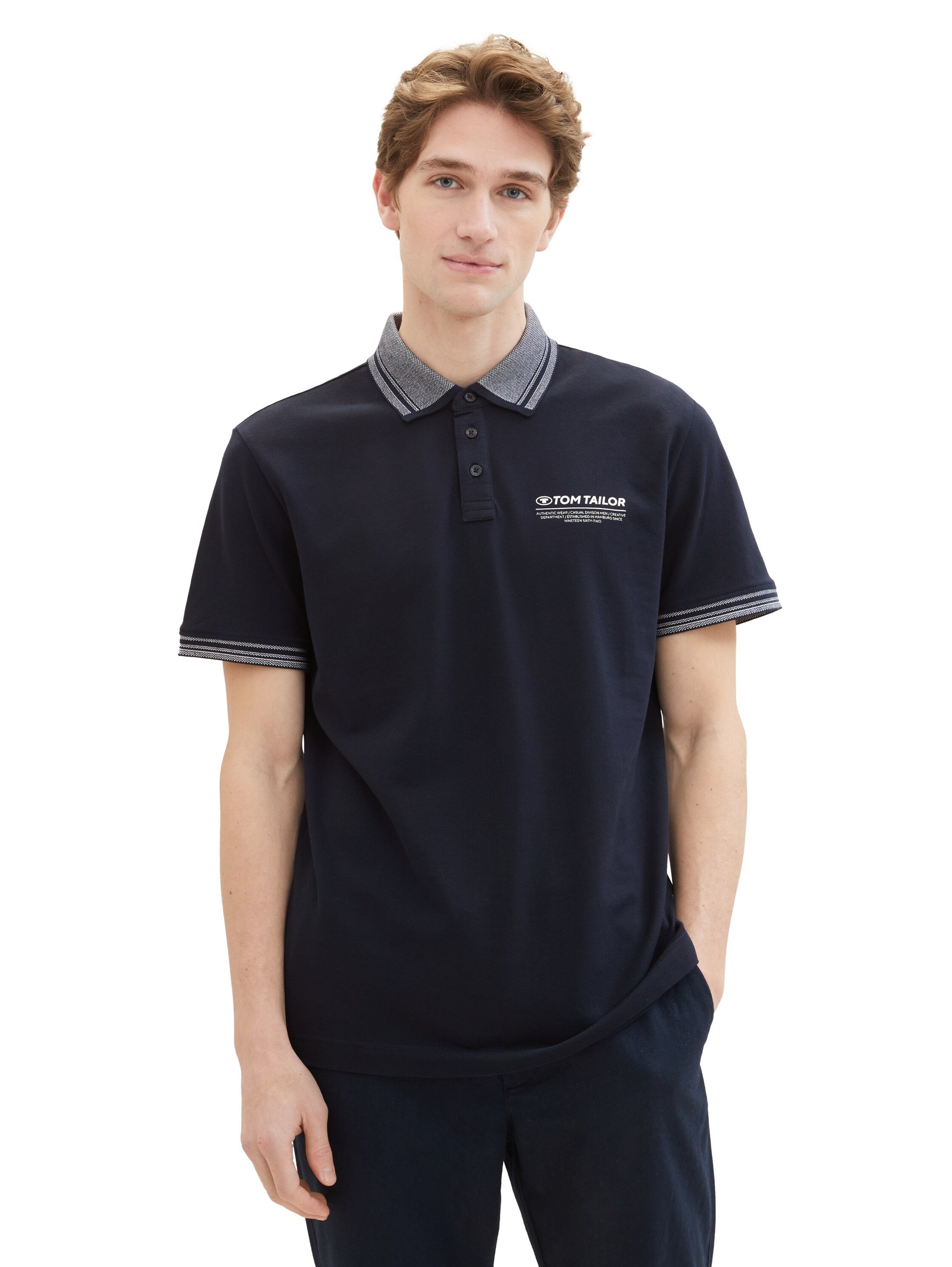 TOM TAILOR Poloshirt, mit Logo-Schriftzug auf der Brust