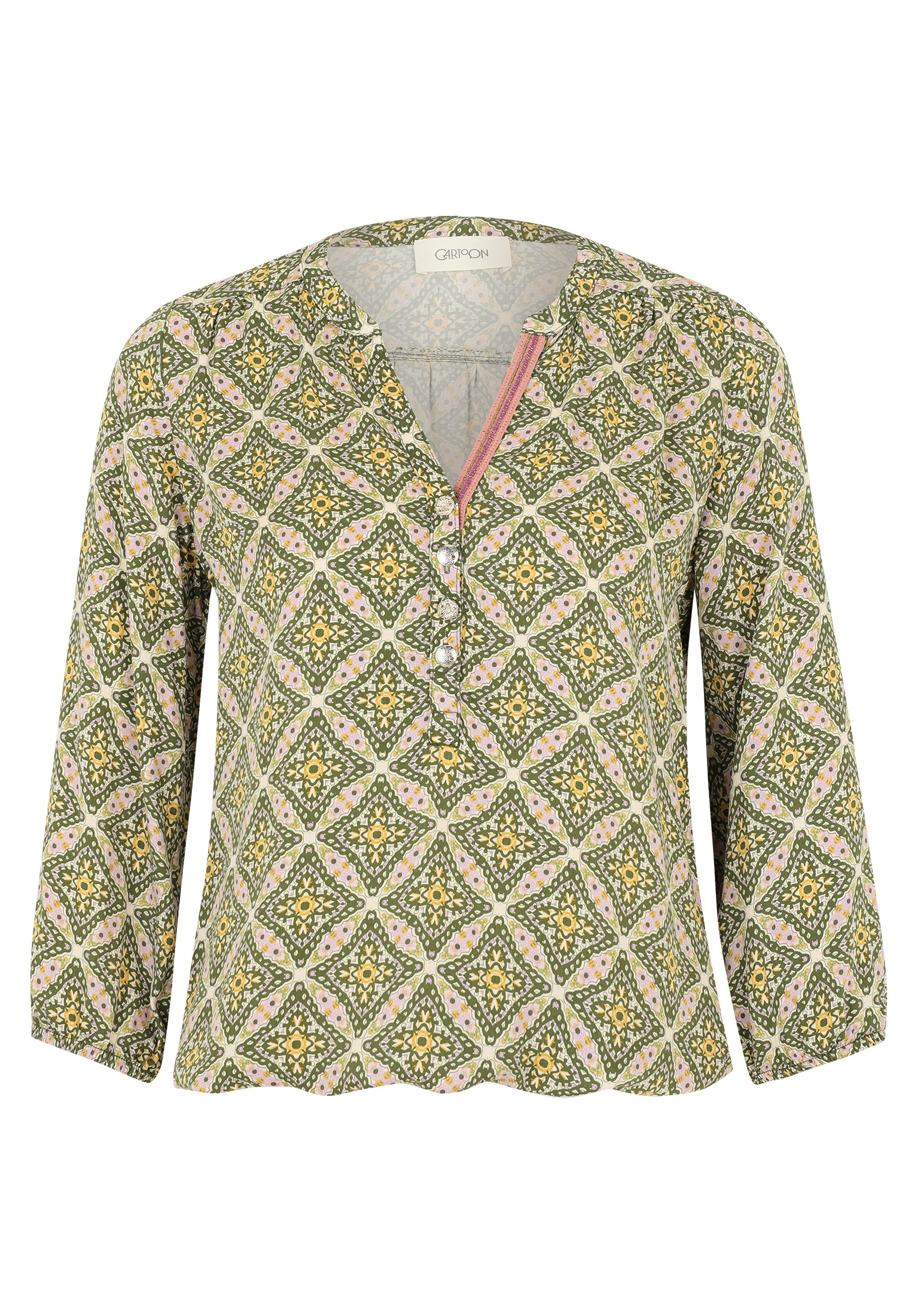 Cartoon Schlupfbluse "Cartoon Casual-Bluse mit Muster" günstig online kaufen