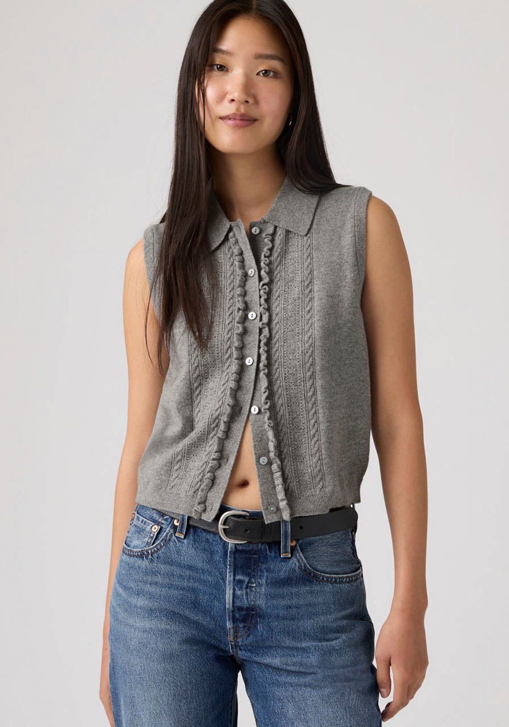 Levis Strickpullover "SUPER SOFT MINI RUFFLE VEST" mit Strukturmuster günstig online kaufen