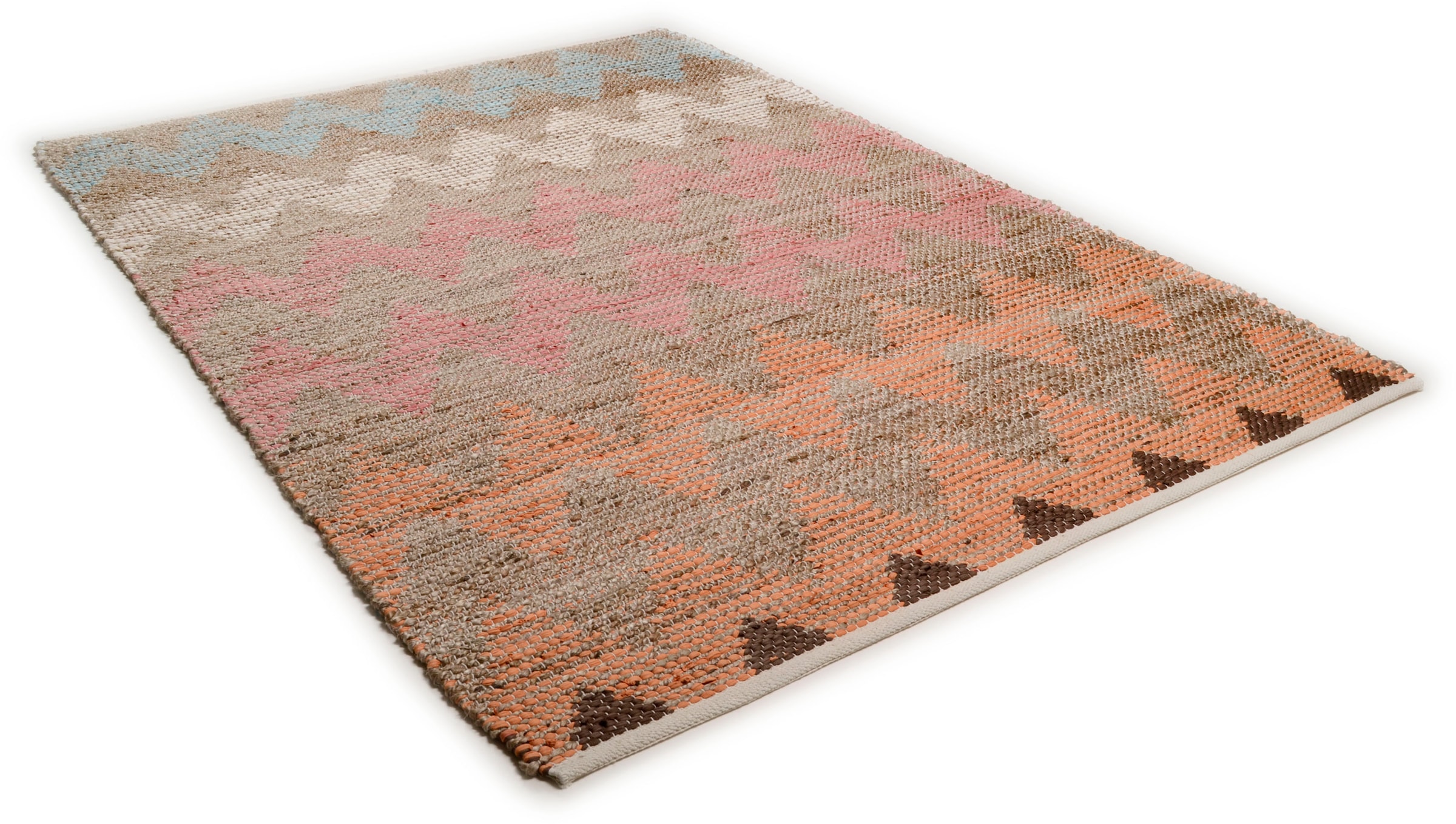 TOM TAILOR HOME Teppich "Pastel Zigzag", rechteckig, 7 mm Höhe, Flachgewebe, handgewebt, Material: 60% Baumwolle, 40% Ju