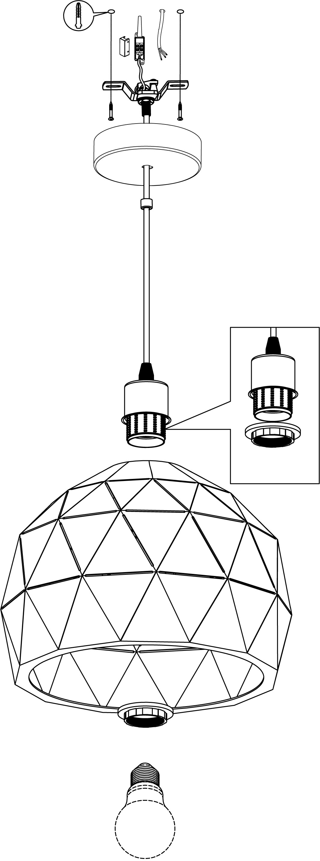 EGLO Hängeleuchte »ROCCAFORTE«, 1 flammig, Leuchtmittel E27 | ohne Leuchtmittel, Hängeleuchte - H110 x Ø40 cm - 1X60W exkl.