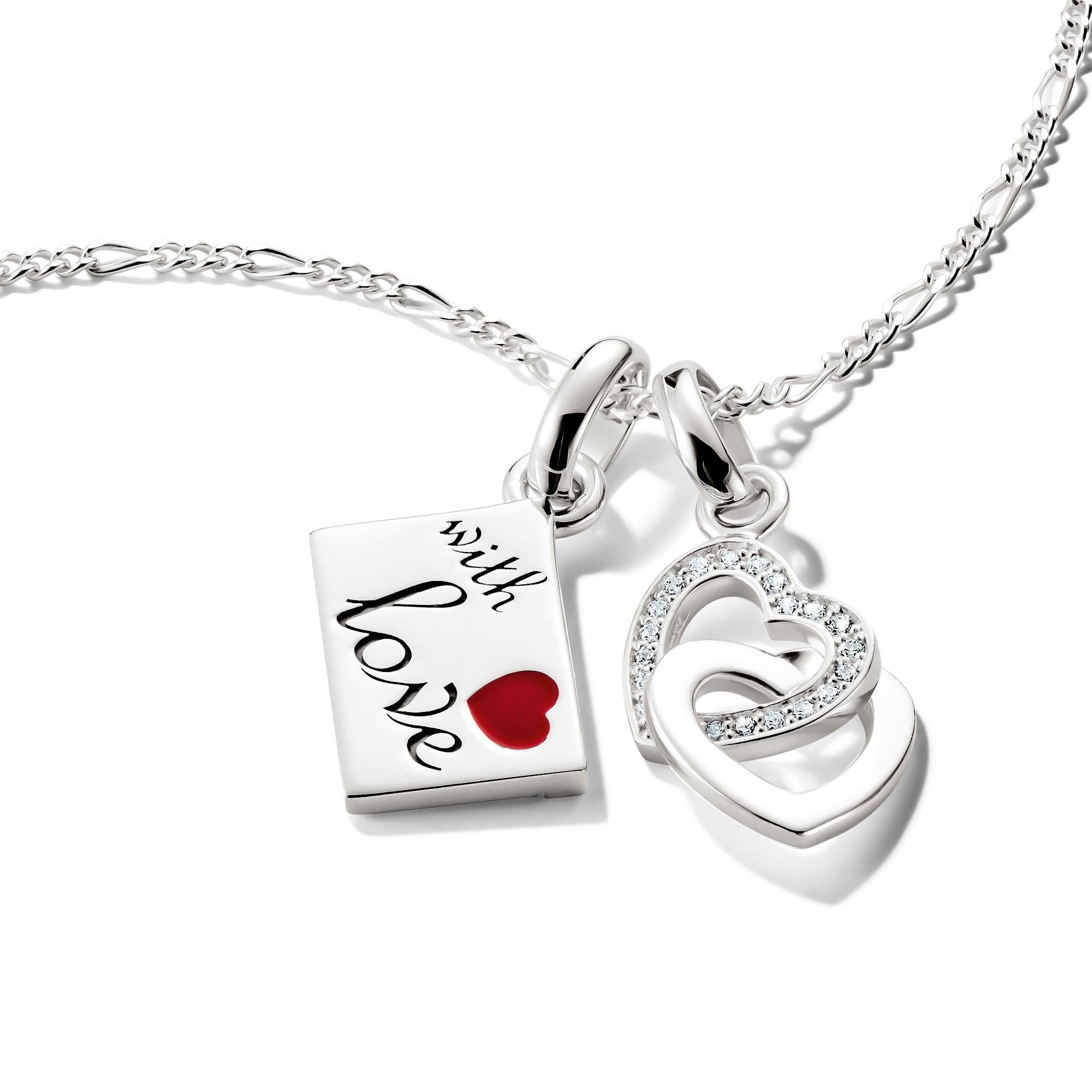 THOMAS SABO Charm-Einhänger »Charm verschlungene Herzen - Connect, CC1201-051-14«, mit Zirkonia (synth.)