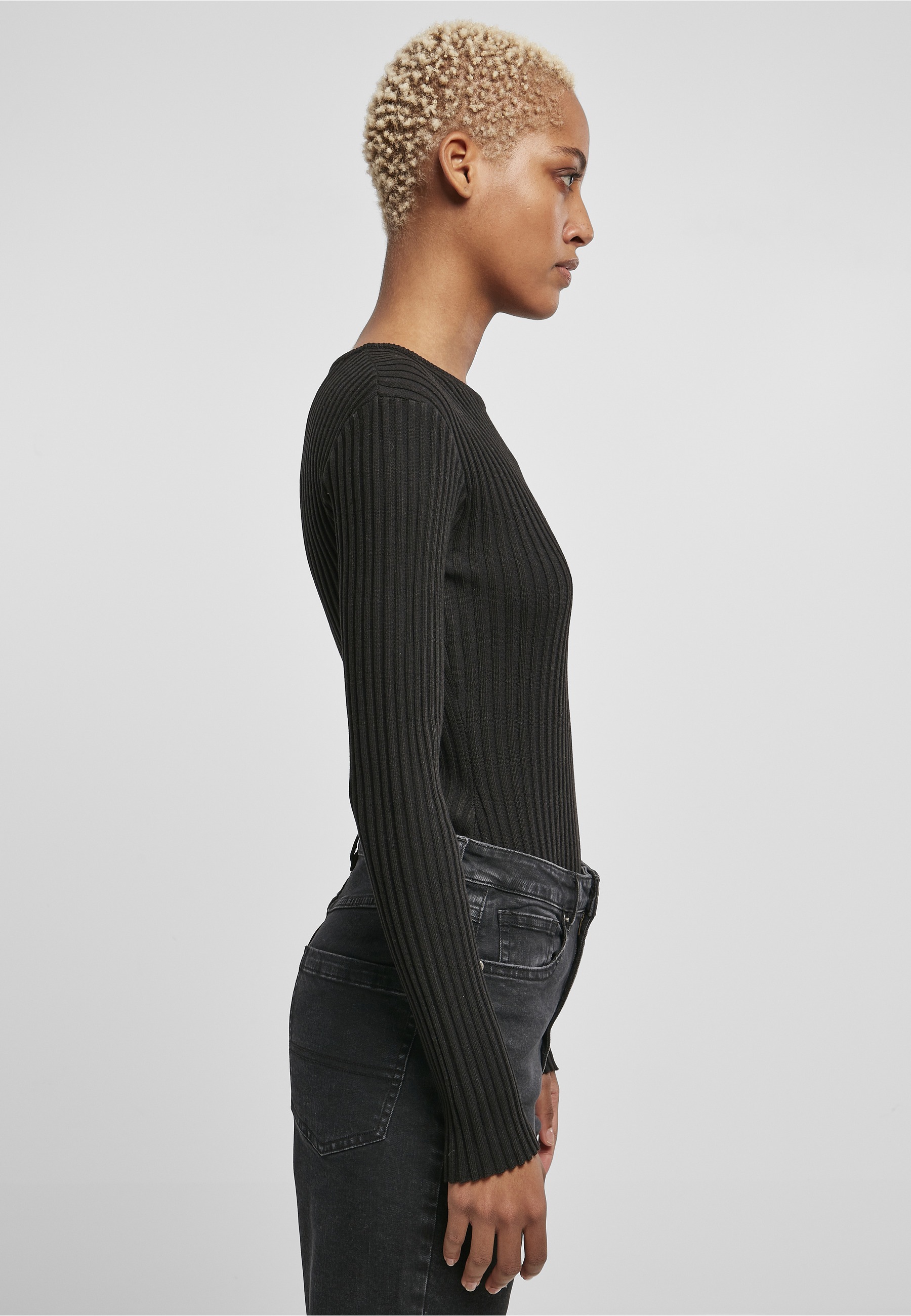 URBAN CLASSICS Longsleeve »Urban Classics Damen Ladies Rib Knit Longsleeve Body« 1 Stk.