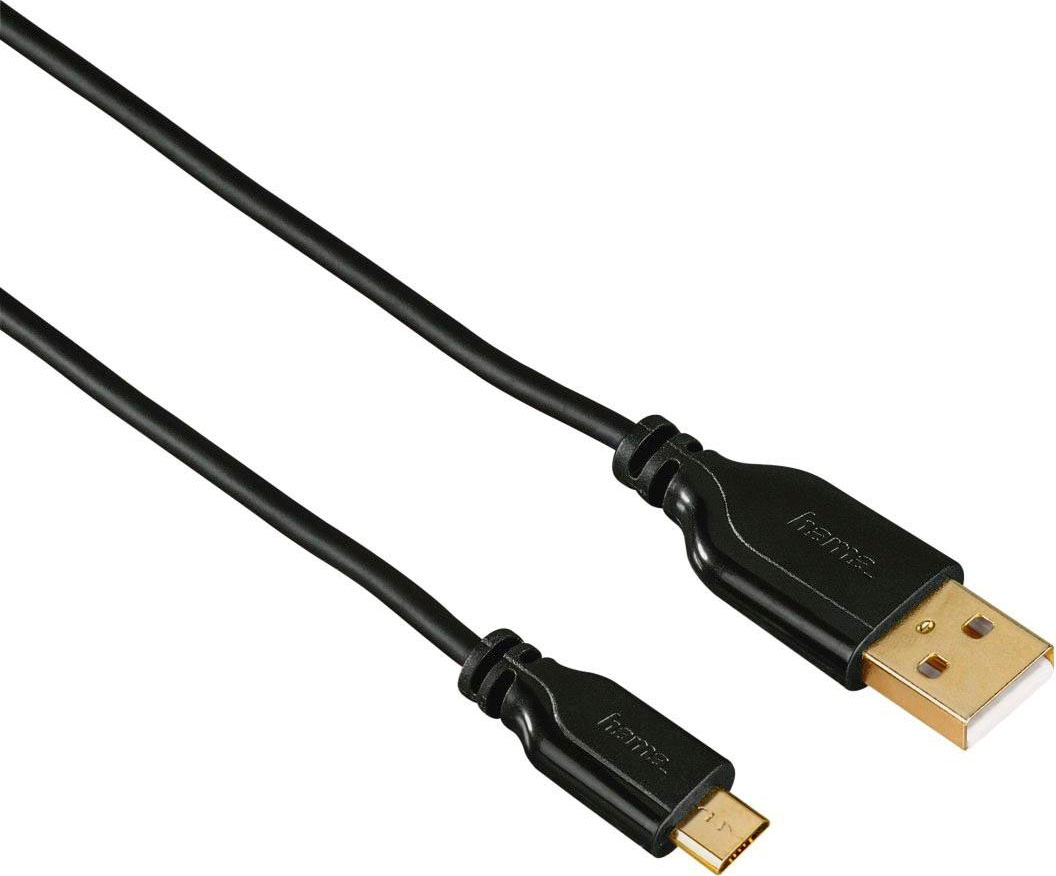 Hama USB-Kabel »Micro-USB-Kabel, vergoldet, verdrehsicher, Schwarz, 0,75 m USB-Kabel«, Micro-USB-USB Micro-B-USB Typ A, 750 cm