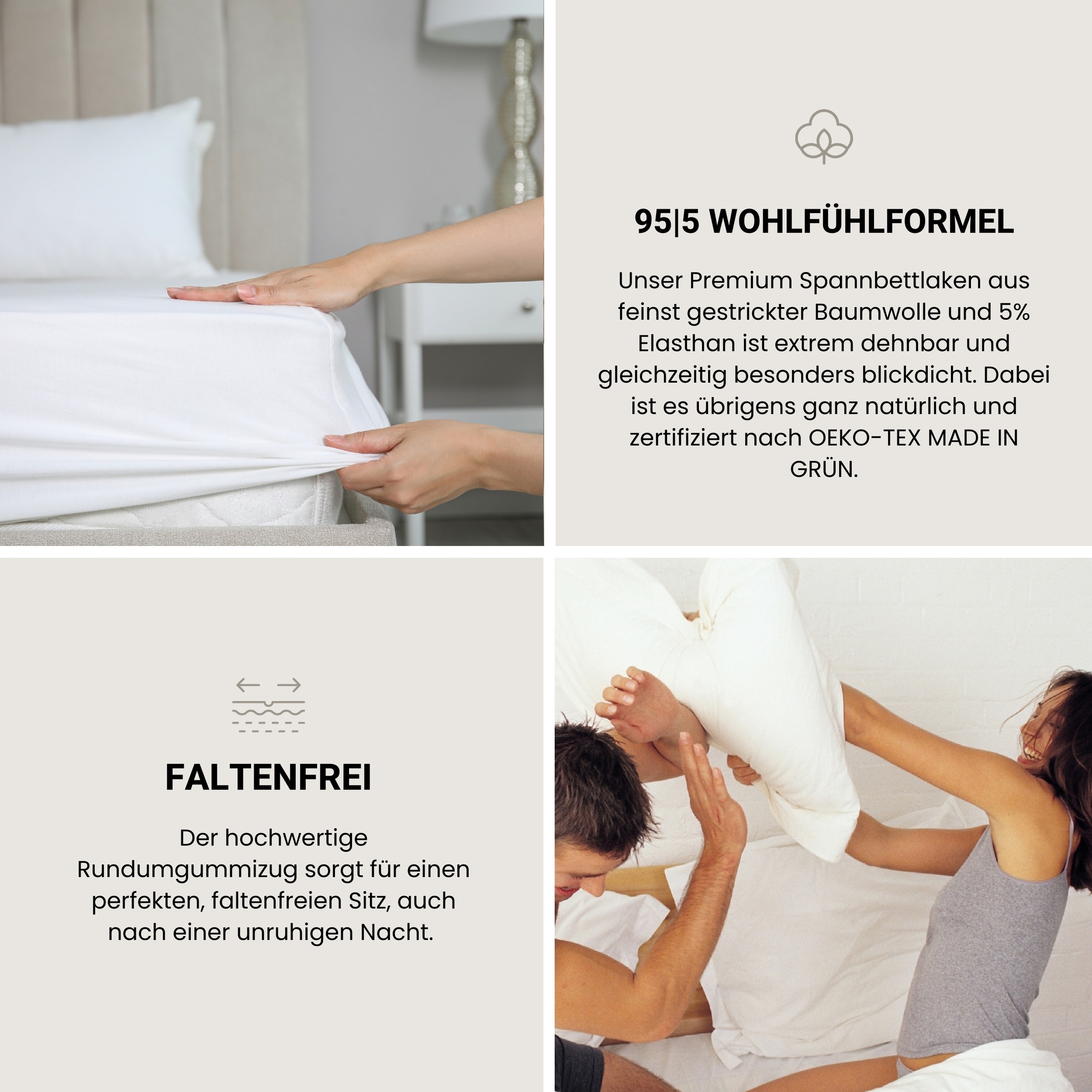 Schiesser Spannbettlaken »Flexi aus 95% Baumwolle und 5% Elastahan in Premium-Qualität«, für hohe Matratzen und Boxspringbetten geeignet, Made in Green
