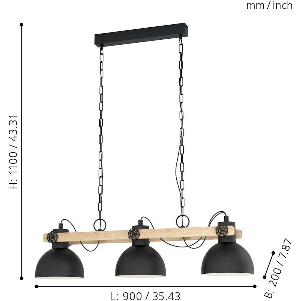 EGLO Pendelleuchte »LUBENHAM«, 3 flammig-flammig