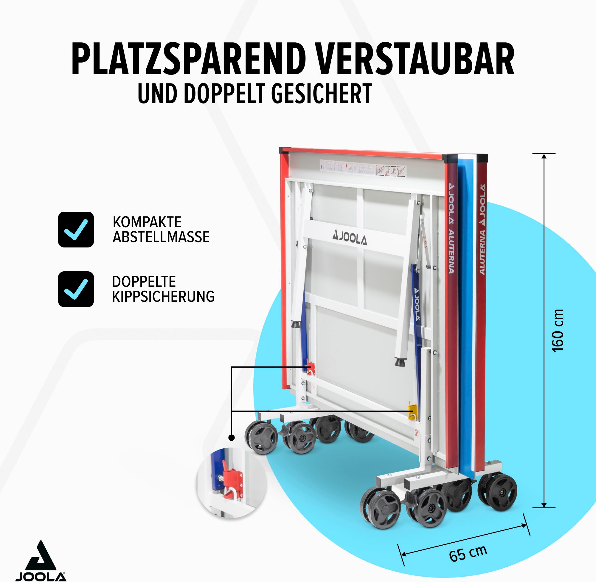 Joola Tischtennisplatte »JOOLA Tischtennisplatte Aluterna«, (9 tlg.), doppelte Kippsicherung