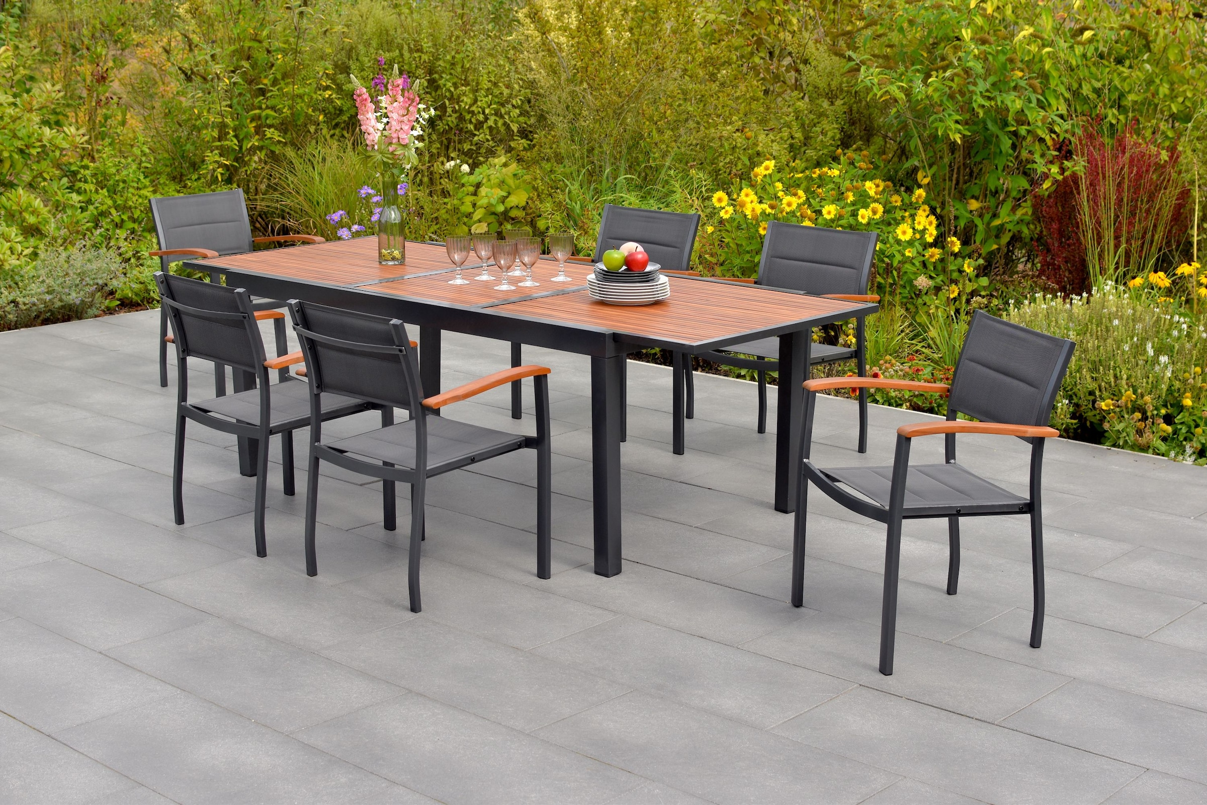 MERXX Garten-Essgruppe ""Paxos"" Set, Gepadded, pulverbeschichtetes Alumini günstig online kaufen