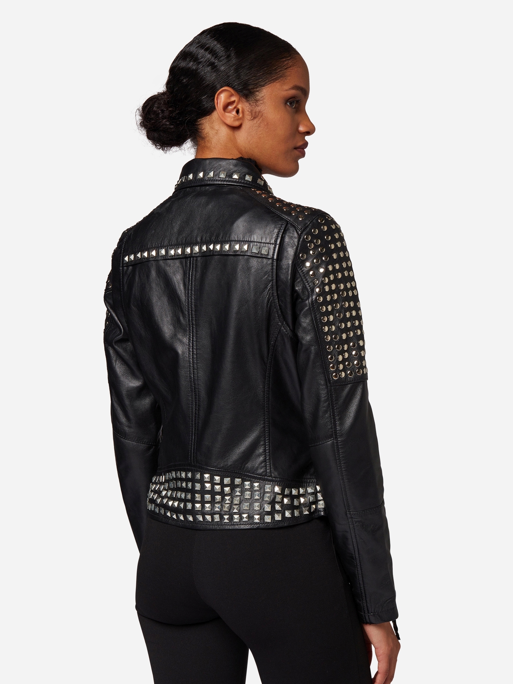 RICANO Bikerjacke »Lederjacke studd« ohne Kapuze Handgefertigt aus echtem Leder