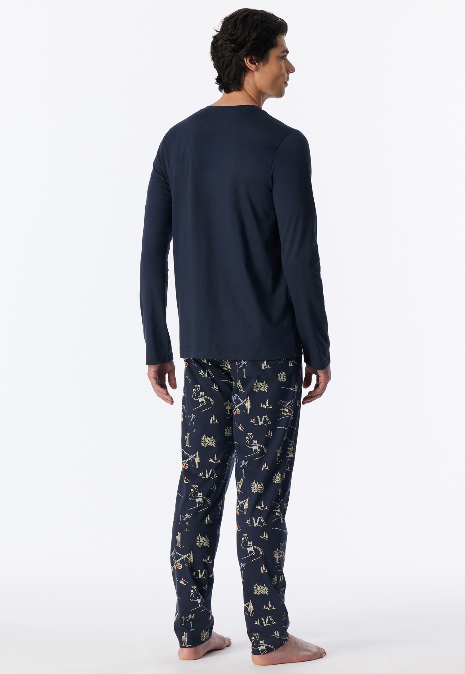 Schiesser Pyjama »Family« 0, 2 mit V-Ausschnitt, Hose mit Allover-Print