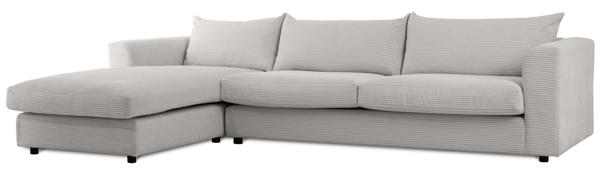 LeGer Home by Lena Gercke Ecksofa »Avelina«, (2 St.), Breite 297 cm, in Cord- und Chenille- Stoff, Rückenkissen mit Federn