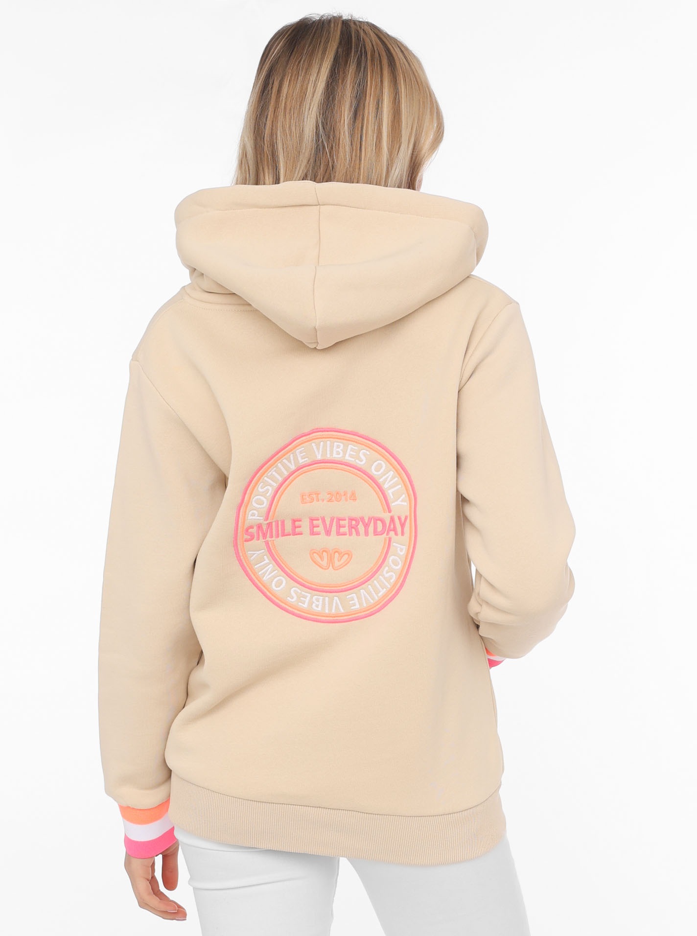 Thumbnail - Zwillingsherz Sweatjacke Kapuze, Regular Fit, Langarm, Stickerei am Rücken, Reißverschluss