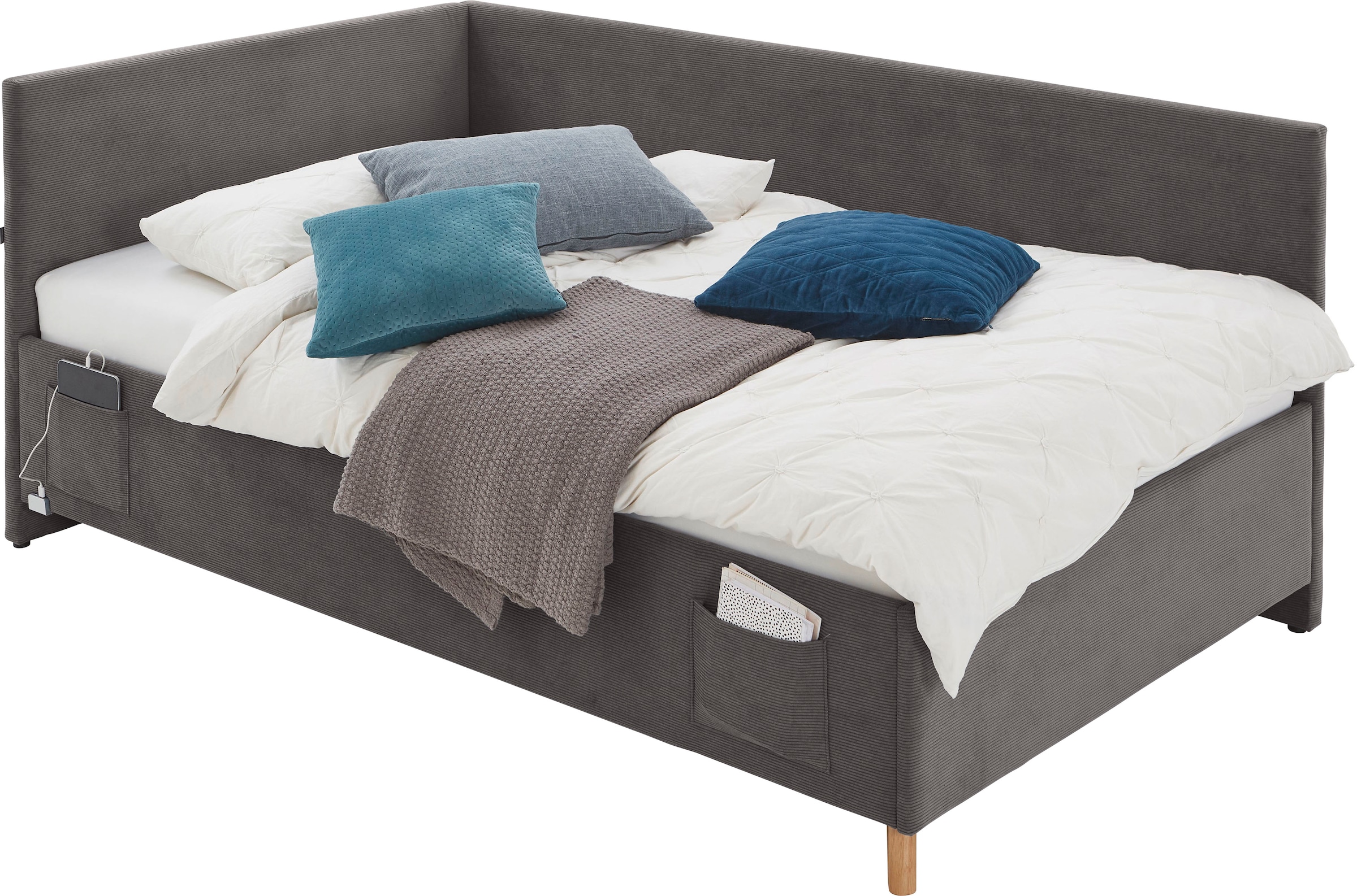 meise.möbel Kinderbett "COOL II" Polsterbett wahlweise mit Bettkasten, Jugendbett inkl. USB Anschlüsse