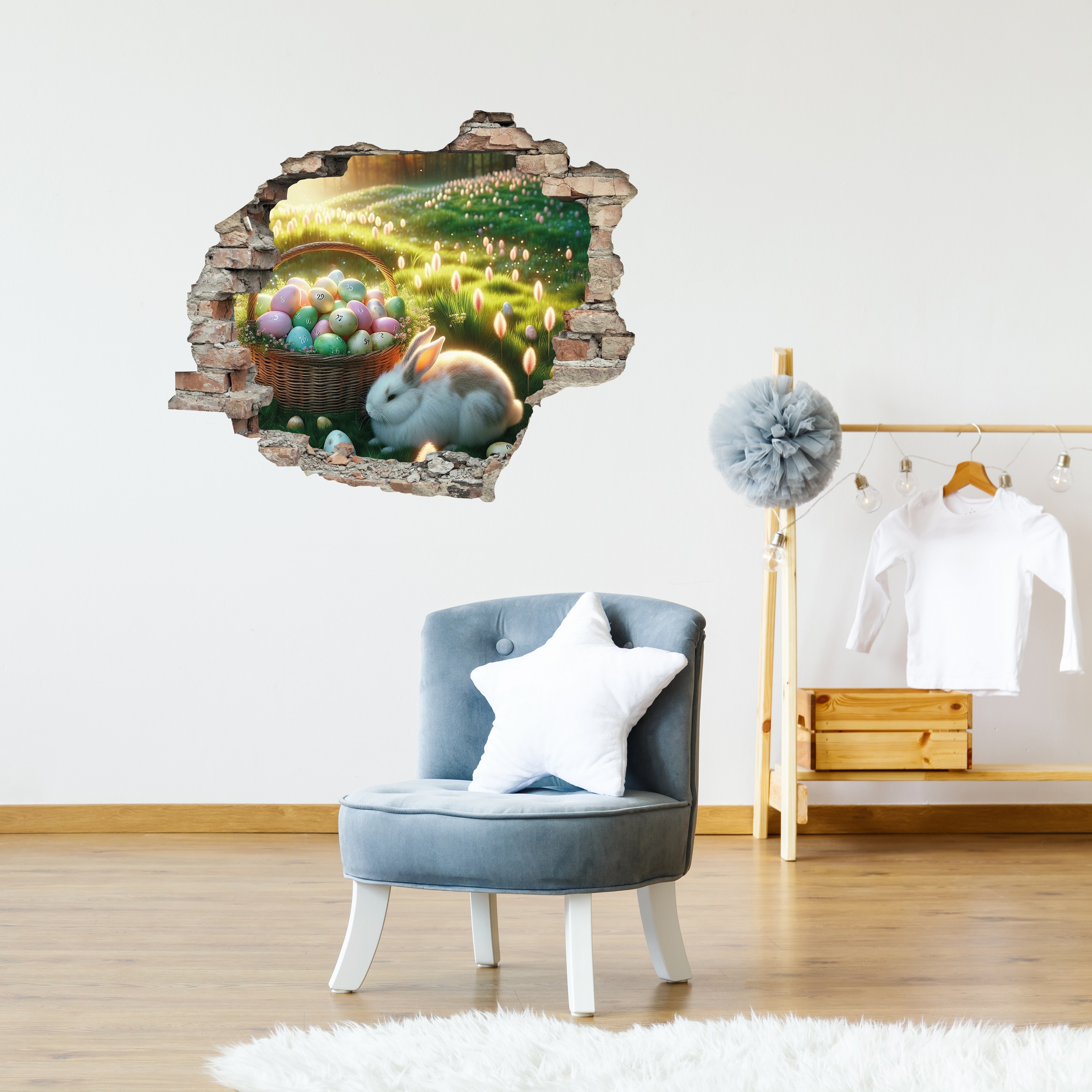 queence 3D-Wandtattoo "Osterhase und Osterkorb" Selbstklebender Wandsticker günstig online kaufen