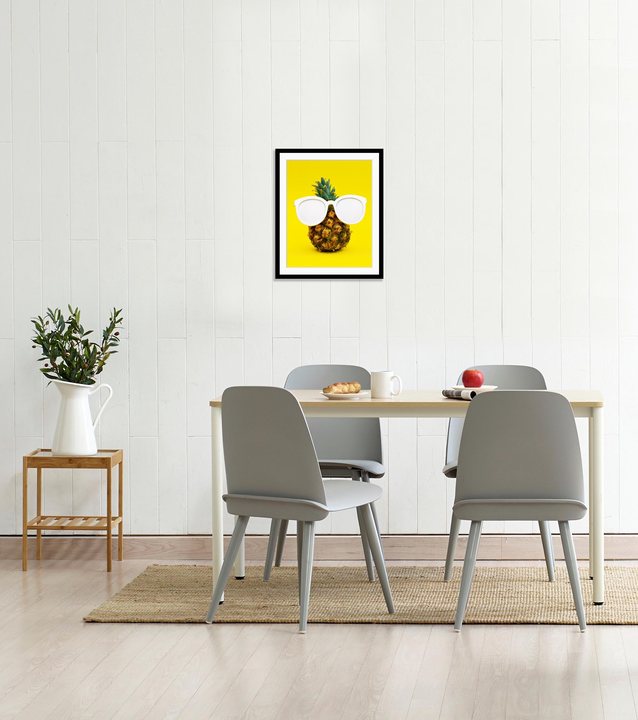 queence Bild »Alessio« Ananas | Kunst | Lebensmittel | Obst | Obst Bilder HD Premium Poster-Druck inkl. Holzrahmen