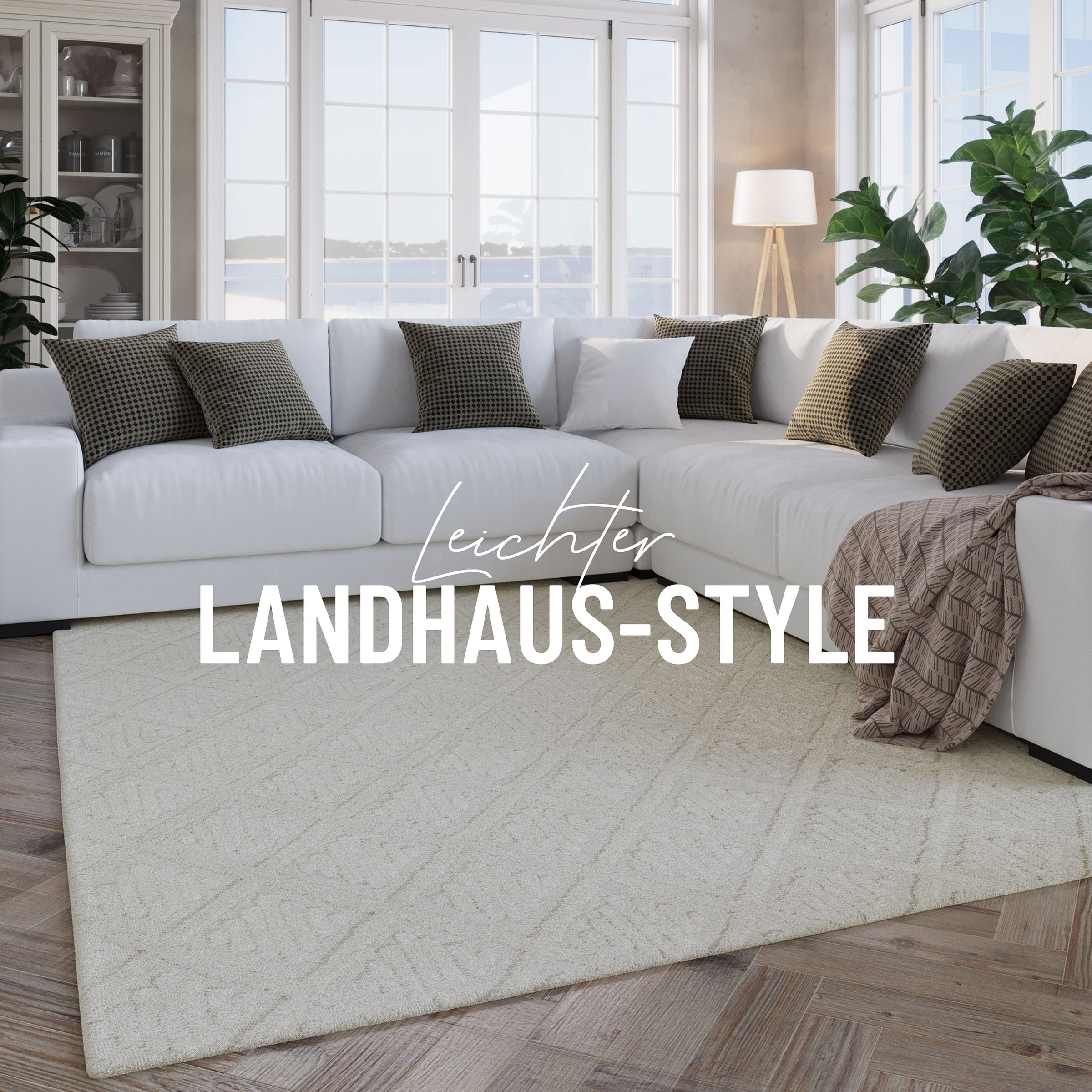 Wecon home Wollteppich »Hamptons SEVENTEEN«, rechteckig, 10 mm Höhe, Läufer, Schurwolle, Kurzflor, Wohnzimmer, Schlafzimmer, elegant, Raute