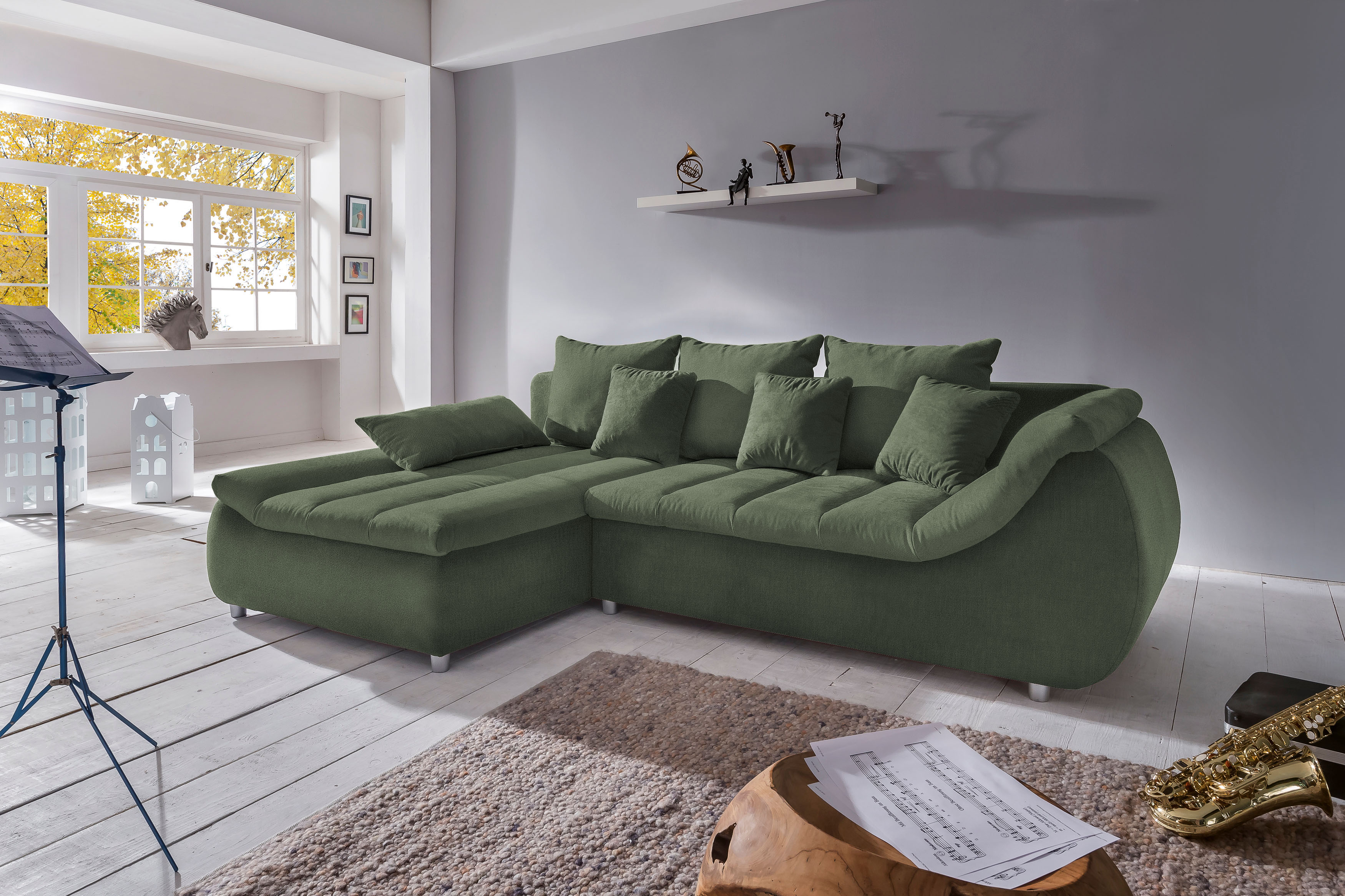 Home affaire Ecksofa "Imola, bequem, aktuelle Steppung im Sitz, L-Form, Breite 270cm" wahlweise mit Bettfunktion