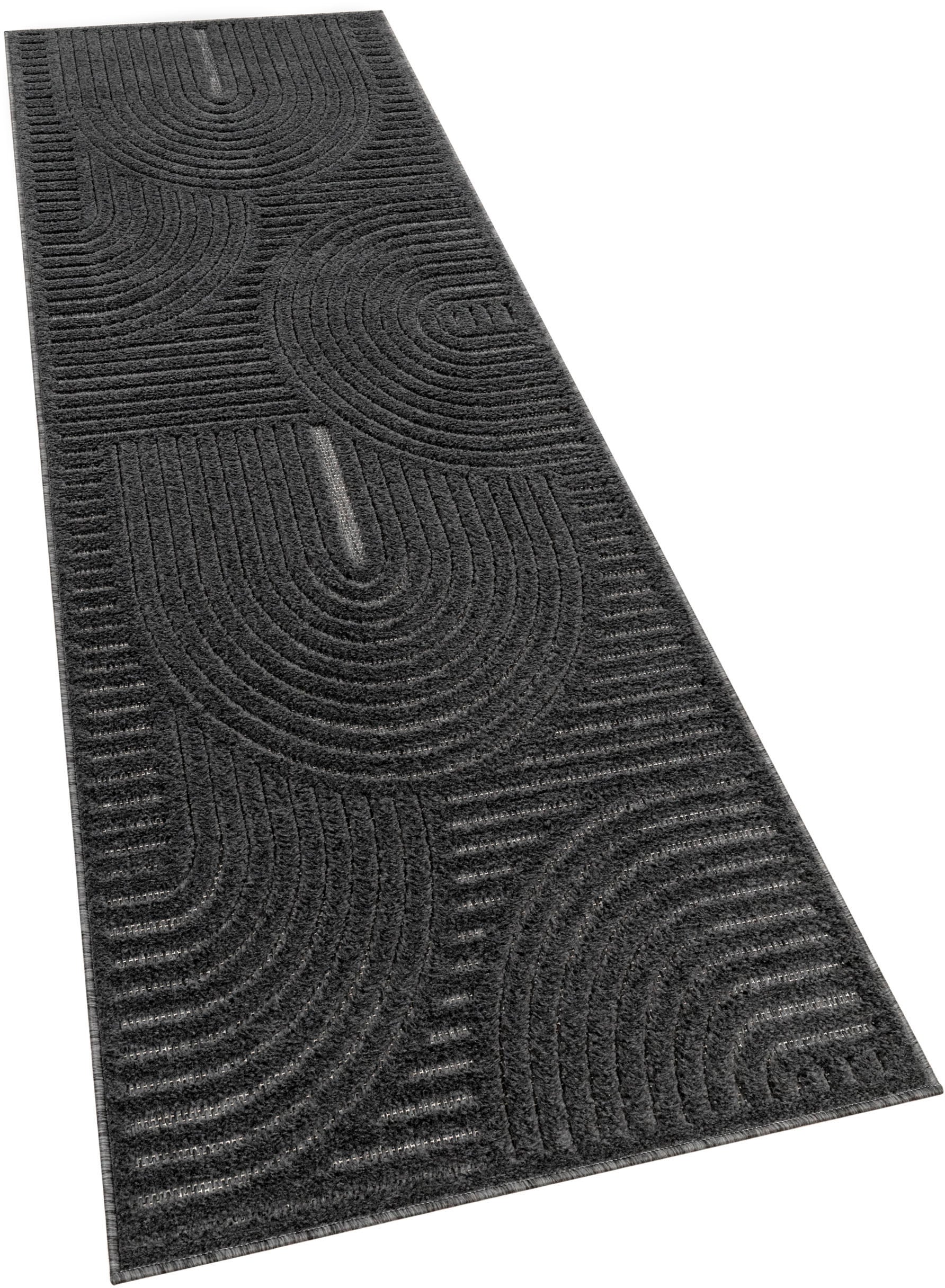 Paco Home Teppich »Livorno 674«, rechteckig, 14 mm Höhe, Uni Farben, moderner Hoch-Tief-Effekt, Scandi-Look, Outdoor geeignet