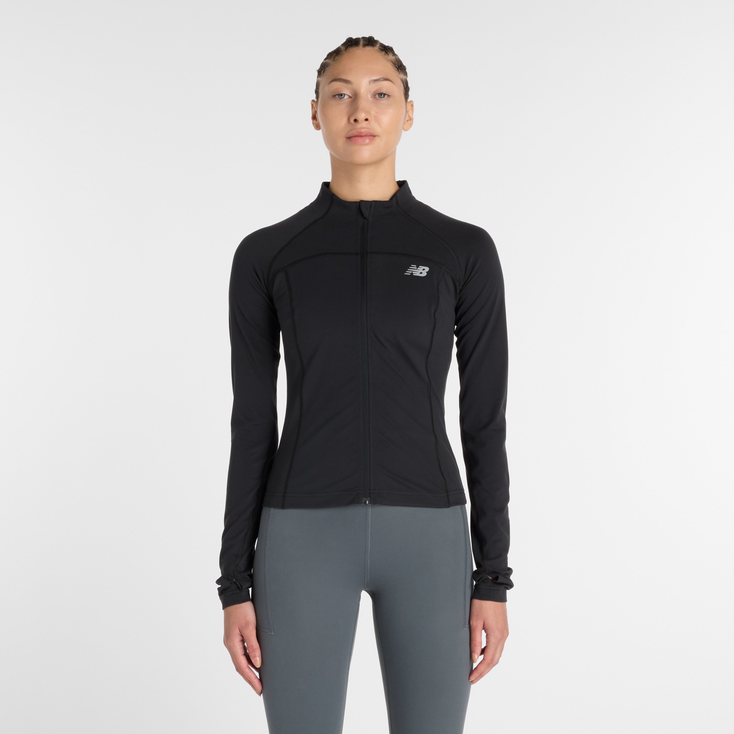 New Balance Trainingsjacke "NB HARMONY FITTED FULL ZIP" sportlicher Stil, angenehm weiches Material, figurbetonter Schnitt