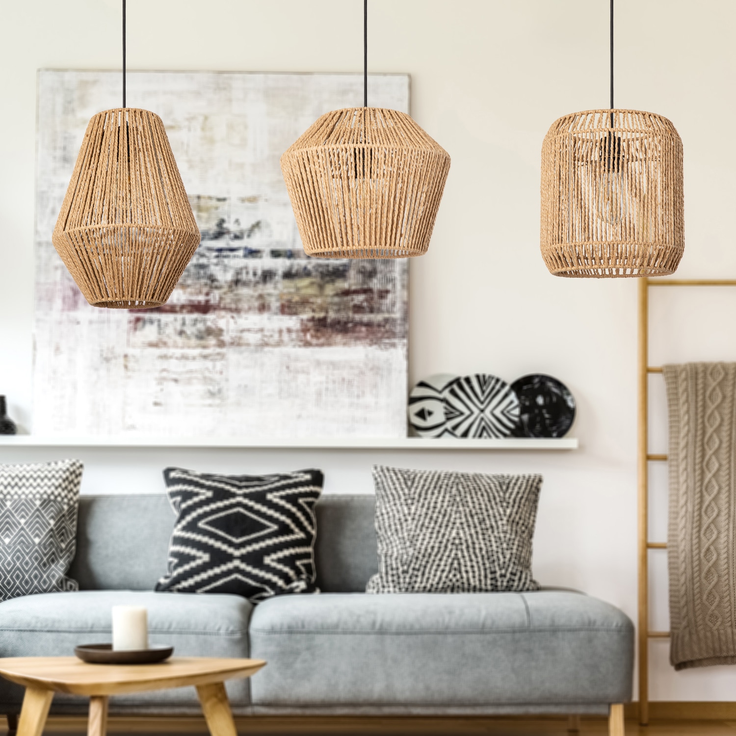 Paco Home Pendelleuchte »Pedro«, 1 flammig, Leuchtmittel E27 | ohne Leuchtmittel, Deckenlampe aus Aluminium und Papier, Ø Schirm ca. 28 cm, Fassung E27