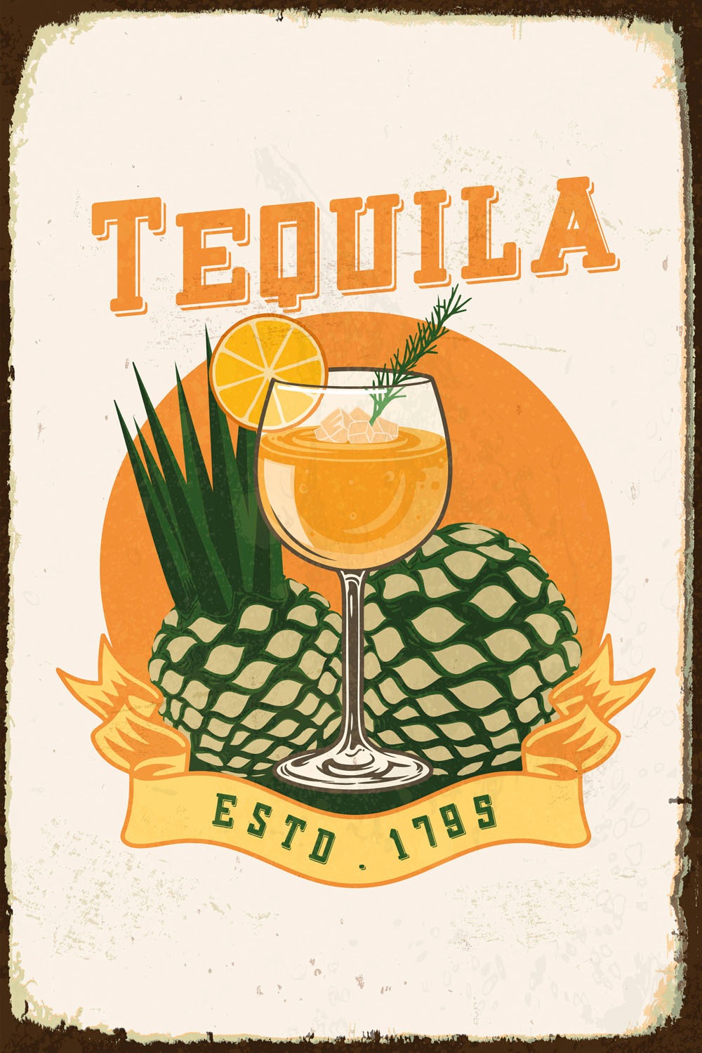 queence Metallbild "Tequila", Schriftzüge-Schriftzug-Ananas, (1 St.), Stahl günstig online kaufen