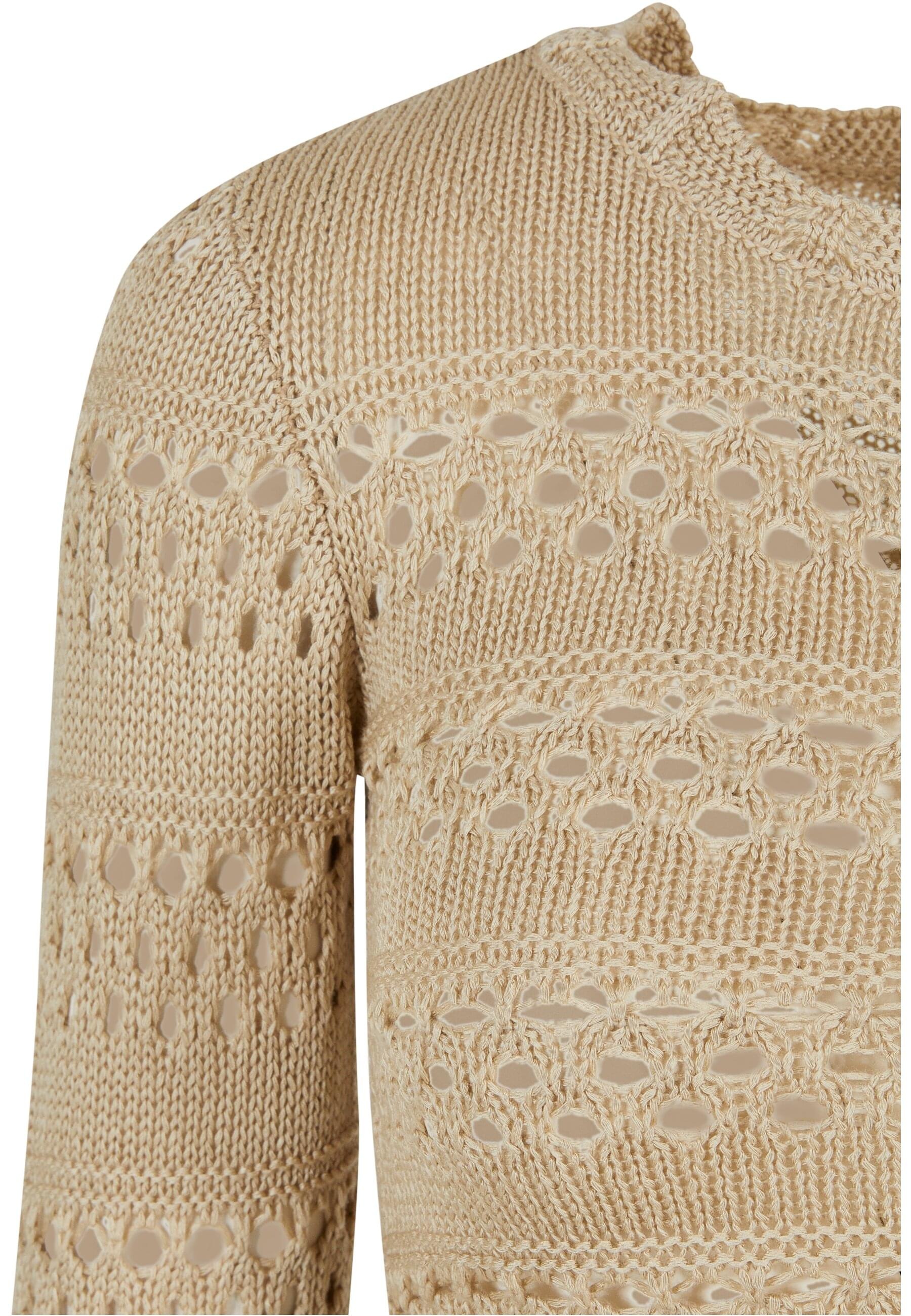 URBAN CLASSICS Rundhalspullover »Urban Classics Damen Ladies Cropped Crochet Knit Sweater«, (1 tlg.)