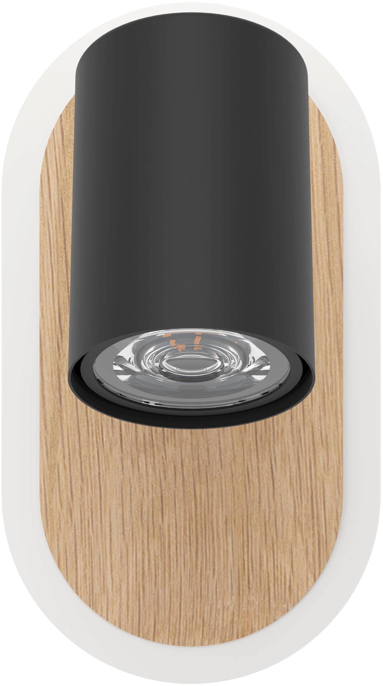 EGLO Deckenleuchte »Rimbocchi Wandleuchte, Metall und Holz-Optik, Spotbalken schwenkbar« LED-Modul 1 Stk. Warmweiß Spot - L18 x B10 x H15 cm - schwarz, braun - 7W inkl.