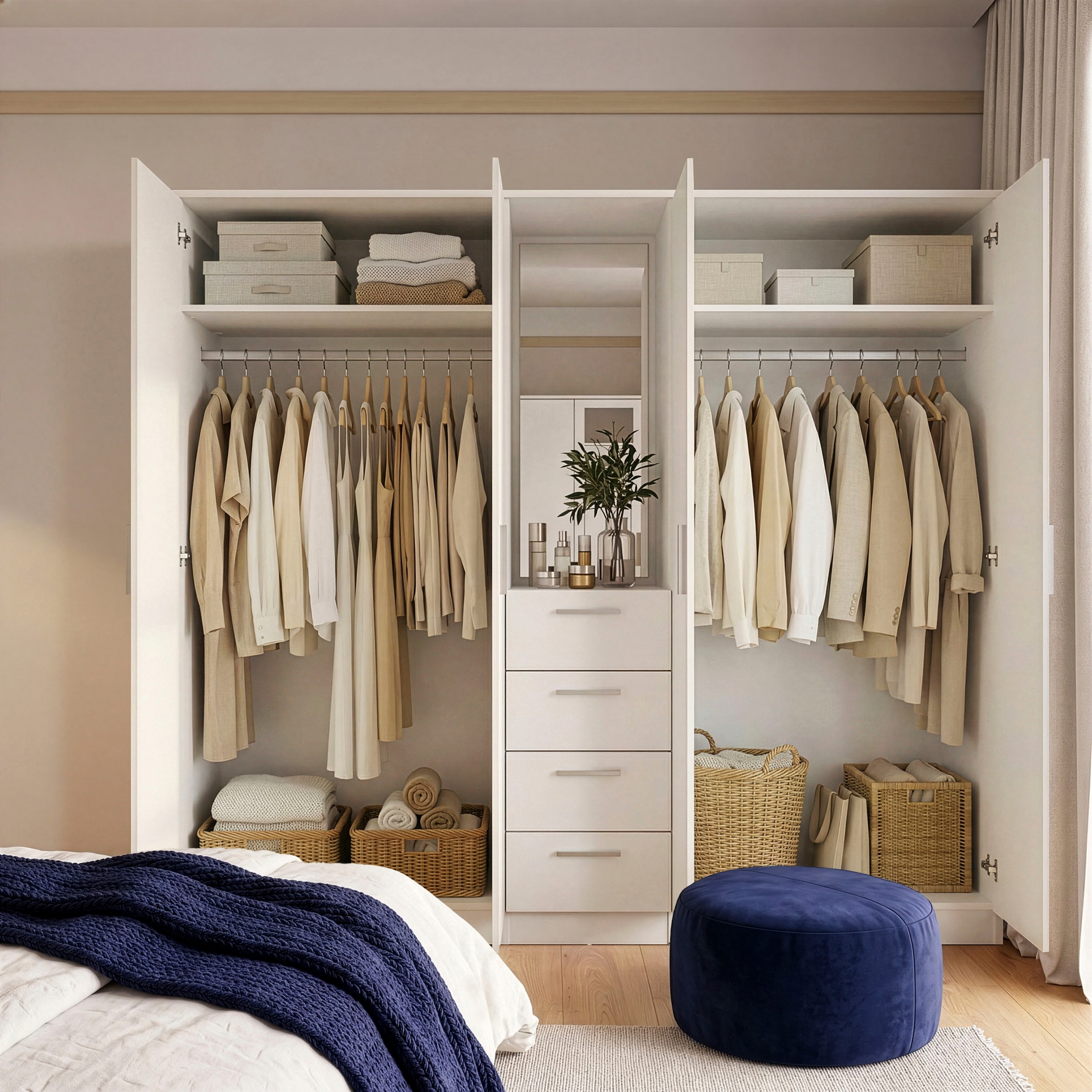 FORTE Kleiderschrank »Drehtürenschrank, Spiegel, Schubladen, viel Stauraum« B/H/T 199/181/52,7, Spiegel, Stauraum,Schubladen, FSC
