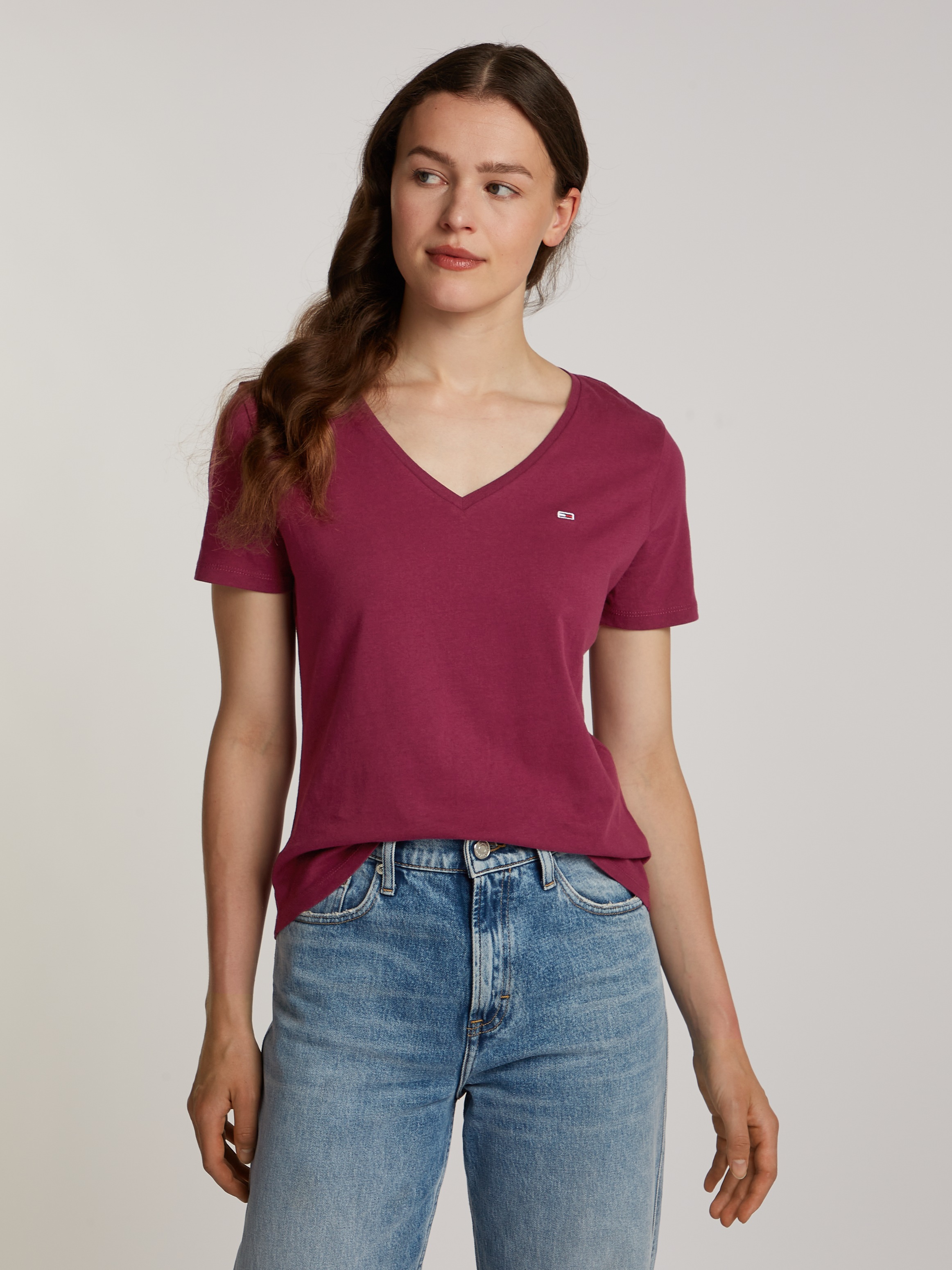 Tommy Jeans V-Shirt "TJW 2PACK SLIM SOFT V NECK TEE", in Basic Optik mit To günstig online kaufen