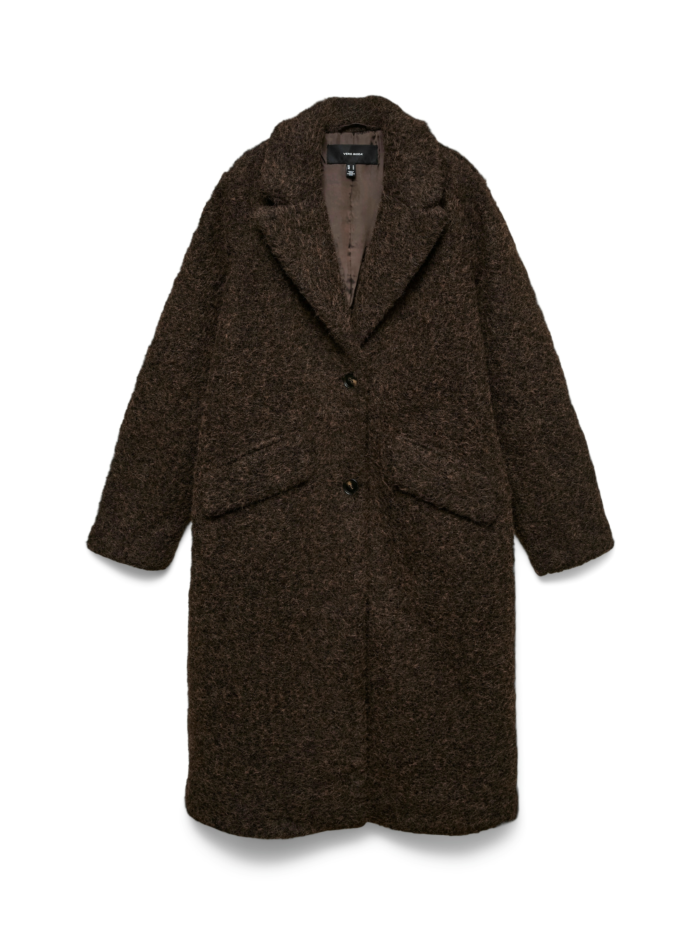 "Langmantel VERO MODA ""VMELENA LONG COAT NOOS"", Damen, Gr. S, braun (chocolate torte detail:melange), Web, Obermaterial: 100% Polyester, meliert