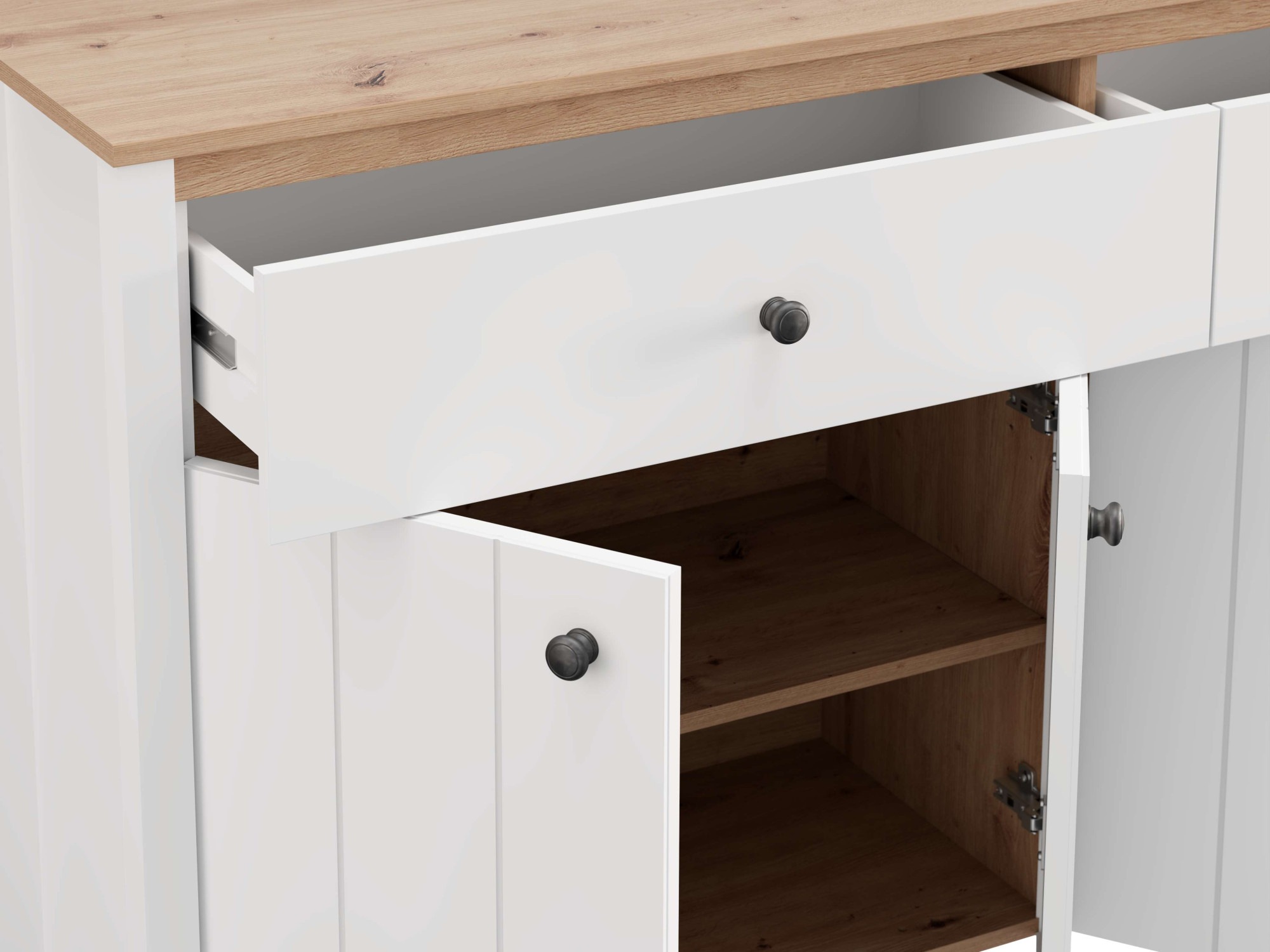 Home affaire Sideboard »BEDFORD Kommode, Kombikommode, Anrichte, Schrank« MDF-Profil 2D ummantelt, Hotstamping