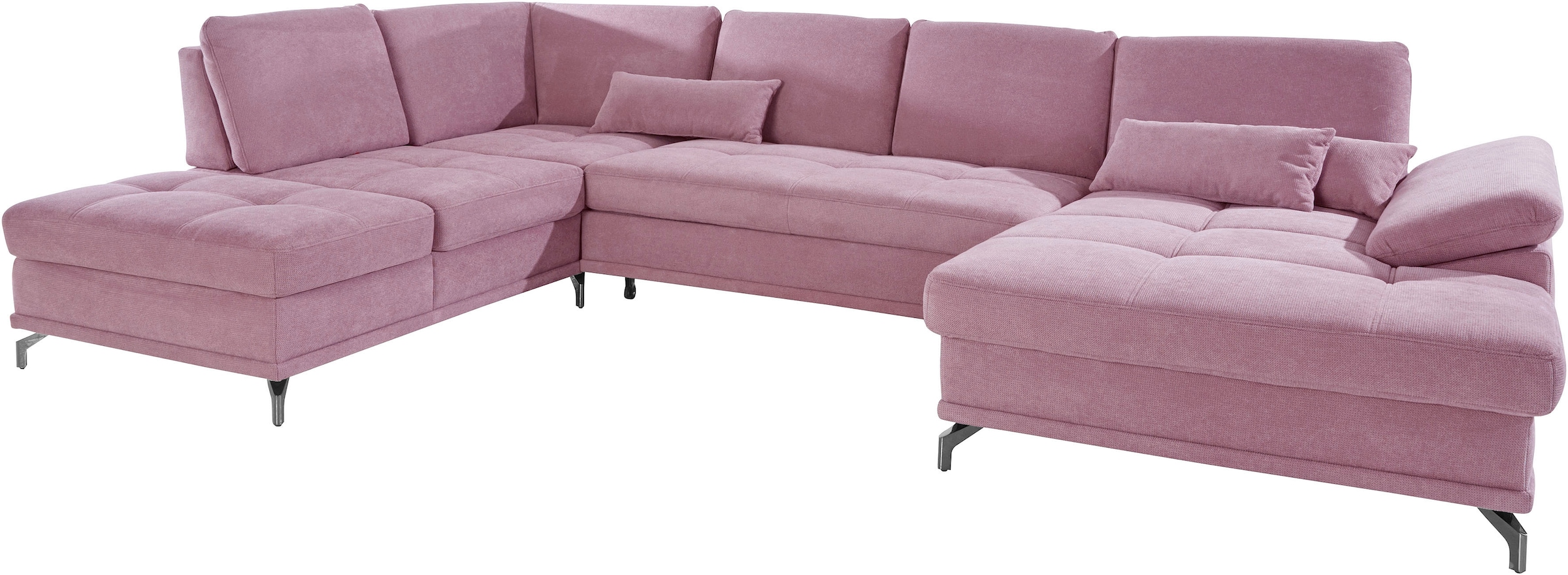 Places of Style Wohnlandschaft »Costello U-Form, mit Sitztiefenverstellung, Armteilverstellung und«, 3 Nierenkissen, optional Bettfunktion und Bettkasten