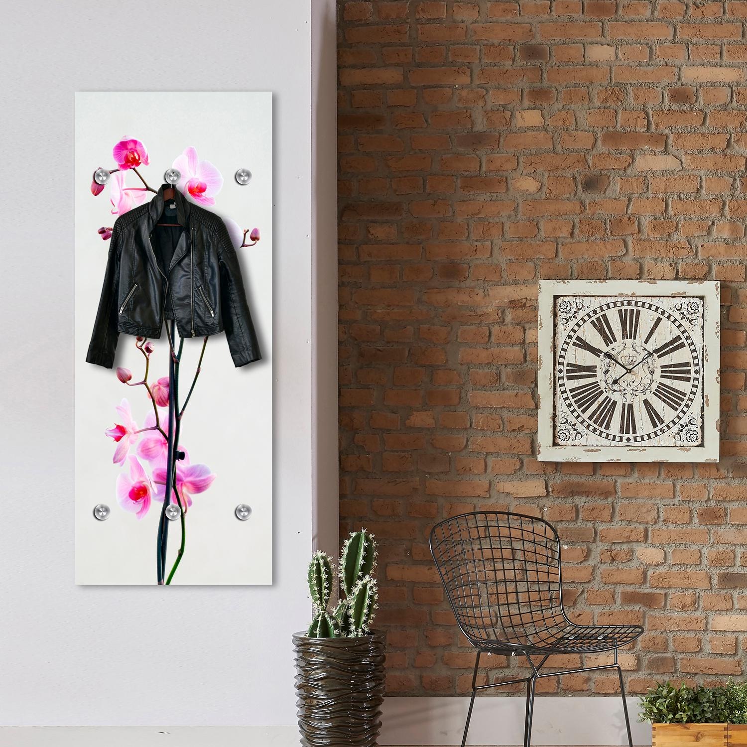 queence Garderobenleiste »Orchidee«, mit 6 Haken, 50 x 120 cm